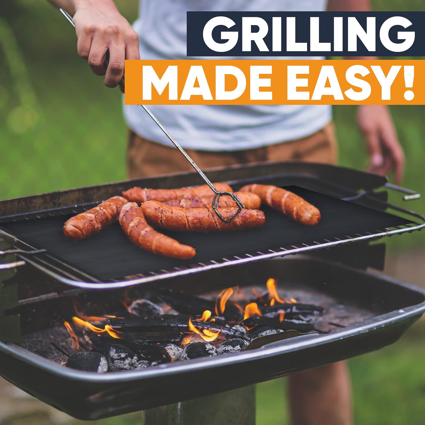 - Extra Large BBQ Grill Mat by Linda's Essentials | (3 Pack) | Reusable Non Stick Heat Resistant BBQ Mats -
