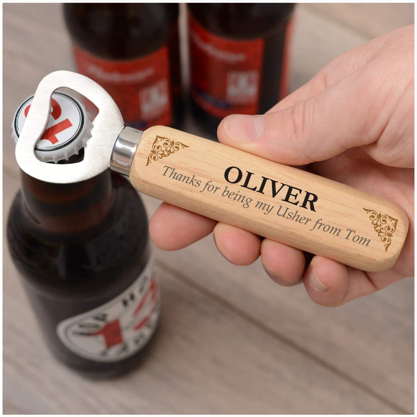 - PERSONALISED Gifts from the Groom | Custom Wooden Bottle Opener -