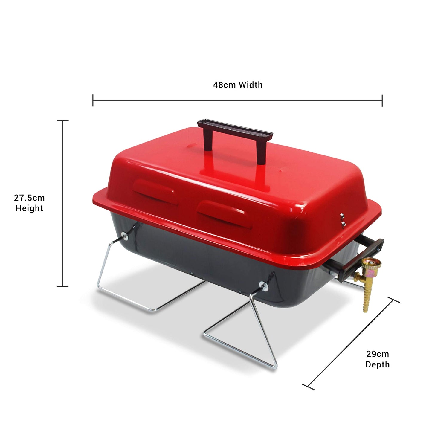 BillyOh Foldable Picnic and Camping BBQ Red Table Top Camping Barbecue with Lid Lightweight and Compact