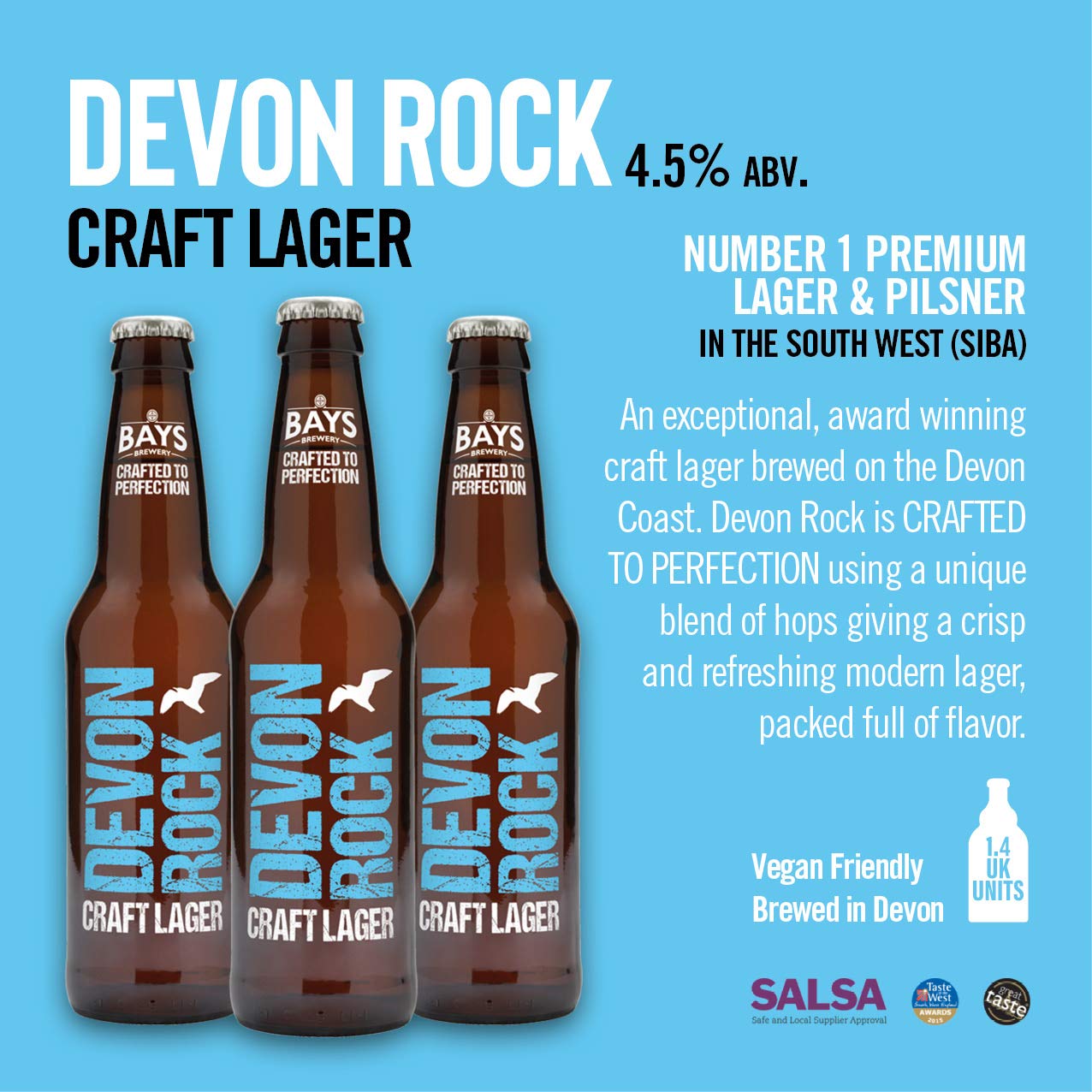 Bays Brewery Multiple Award-Winning British Craft Beer - Case of 12x 330ml Bottles (Devon Rock 4.5%)