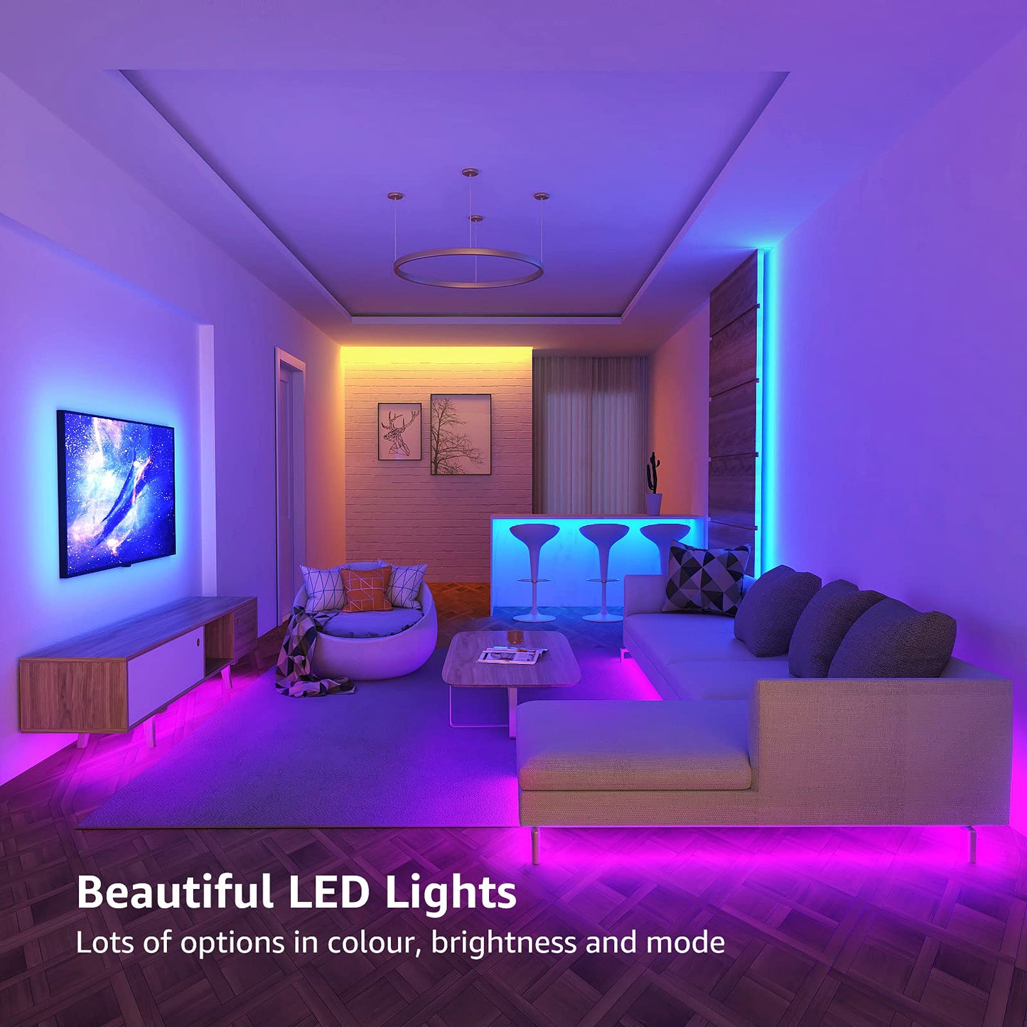 - Lepro LED Strip Light | 5M | Dimmable RGB LED Strips With Remote | Colour Changing Room Lights -
