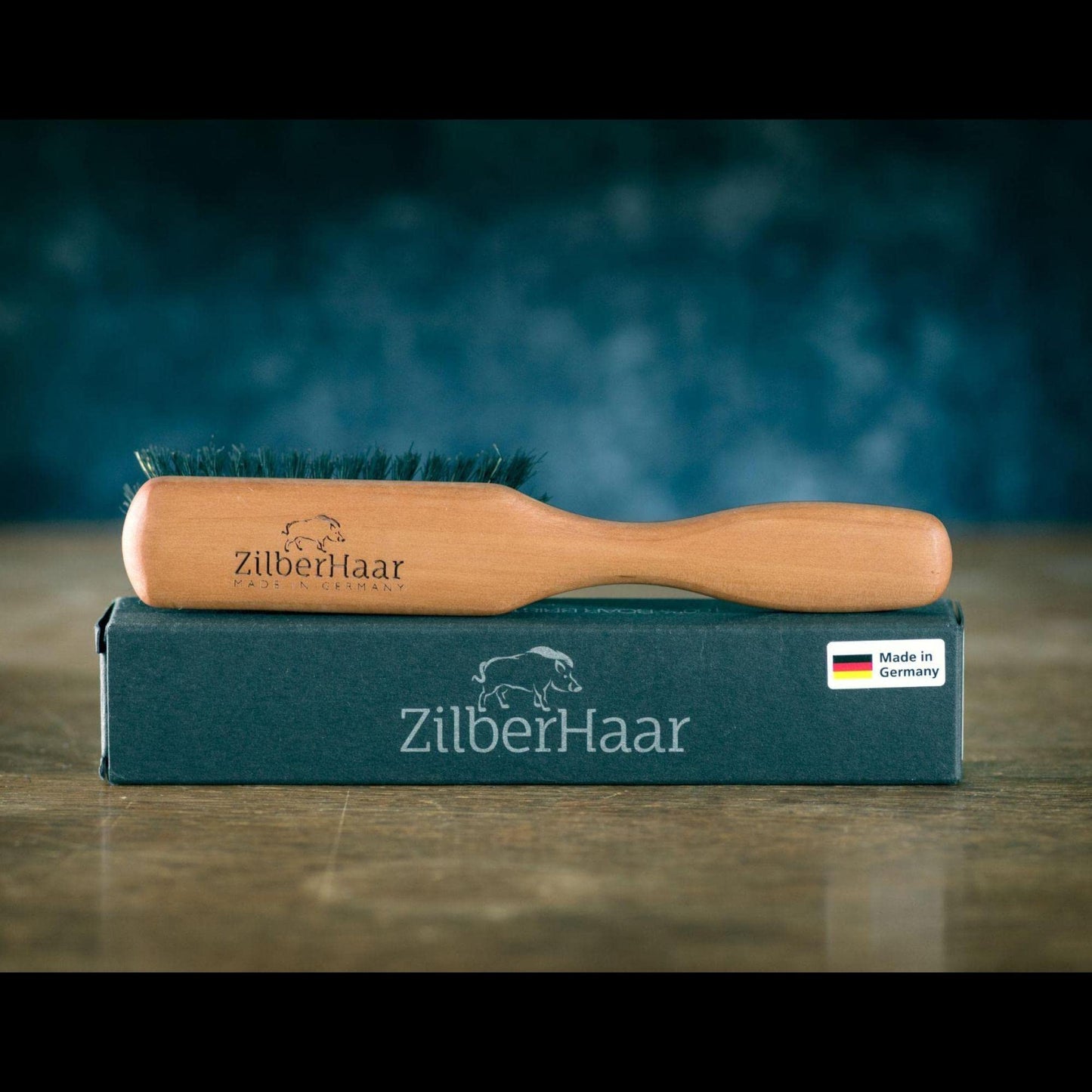 Beard Brush by ZilberHaar - Stiff Beard Brush for Men, Boar Bristle Hair Brush - Straightens & Promotes Beard Growth, Works with Natural Beard Oil & Beard Styling Balm to Soften Beard – 15cm long
