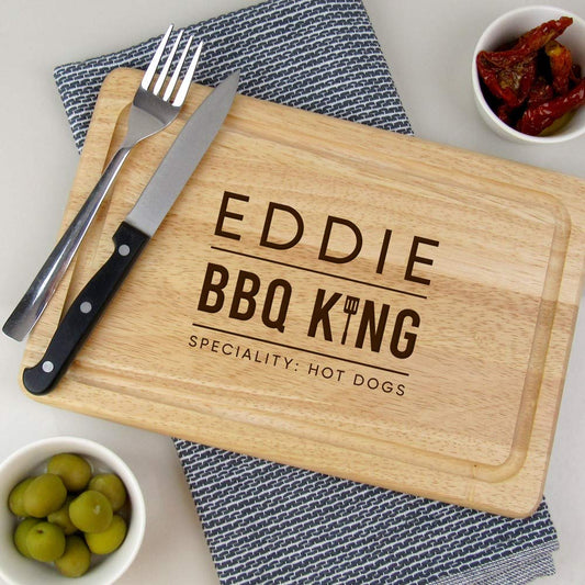 - eBuyGB BBQ King Rectangle Chopping Board | Personalised Cutting Board | Meat Serving Board -