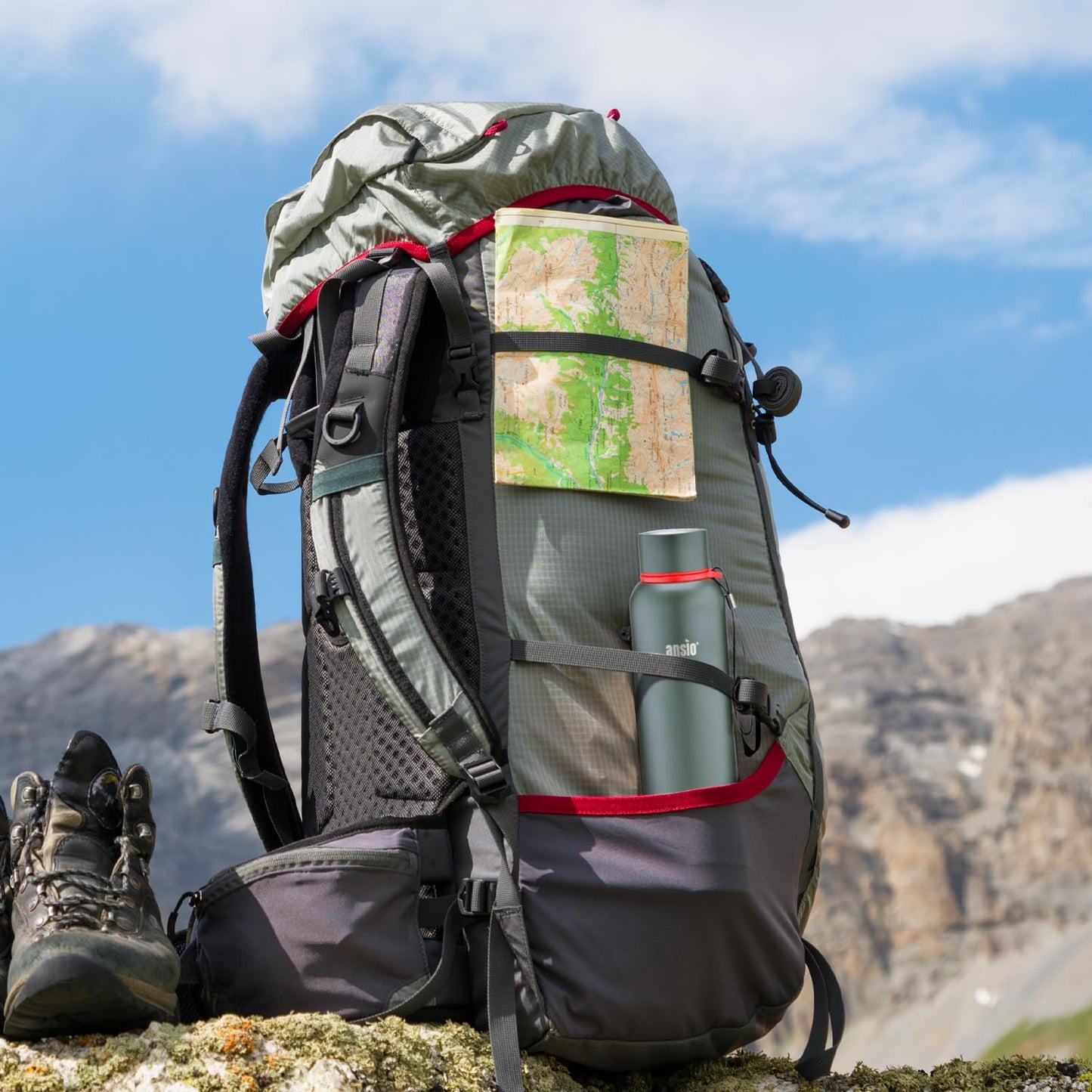 ANSIO Water Bottle,Vacuum Flask & Stainless Steel Water Bottle Double Walled Insulated Drinks Bottle Hot & Cold BPA Free Outdoor Sports Camping Hiking Cycling (700 ML, Dark Green)