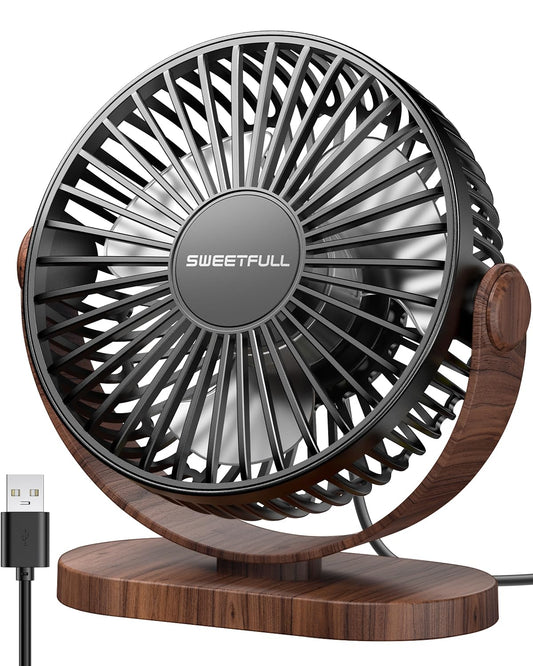 - SWEETFULL Desk Fan | Small USB Desk Fan | 3 Speeds | Portable Personal Desktop Fan | Black -