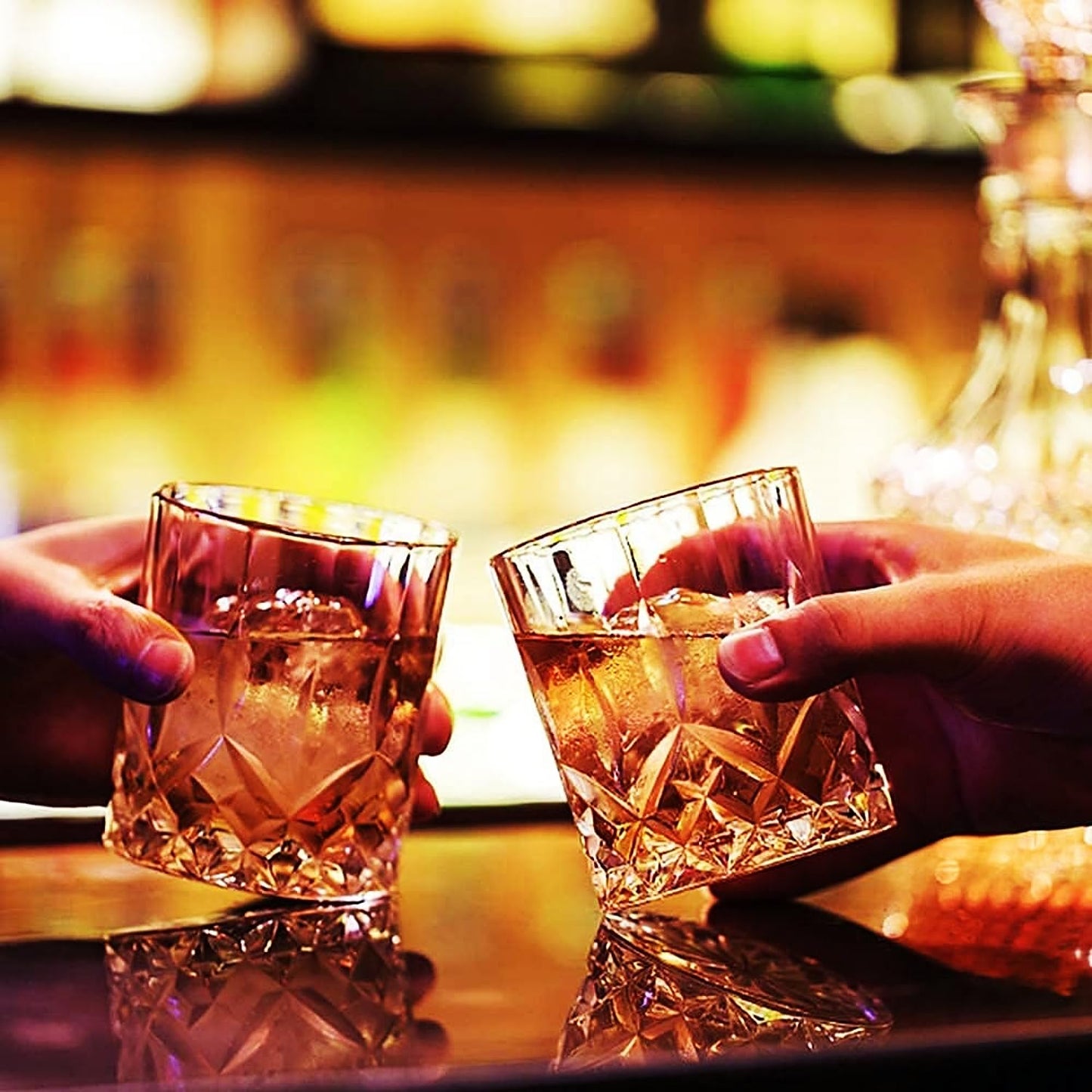 - GLASKEY Whiskey Glasses Set of 4 | 315ml Lead-Free Crystal Whiskey Tumbler -