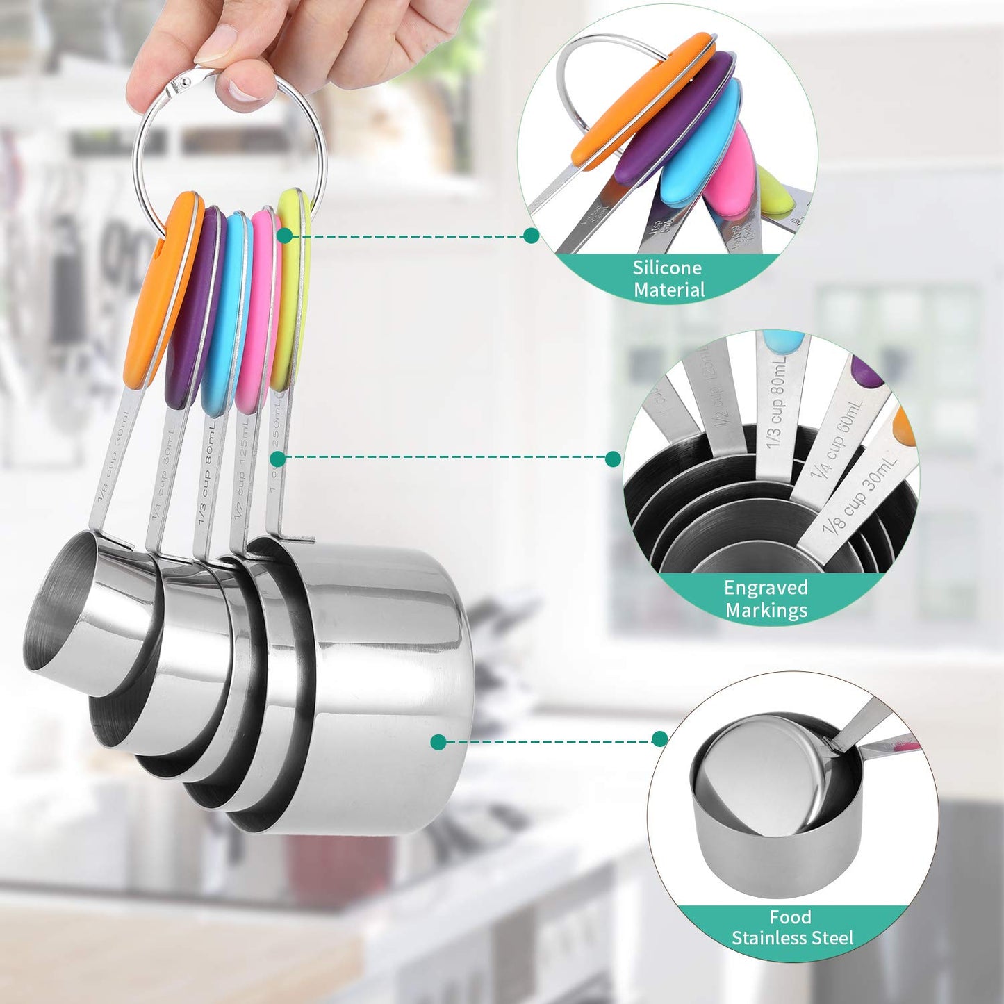 - HAUSPROFI Measuring Cups and Spoons Set of 14 | Stainless Steel Cup Measurement Set -