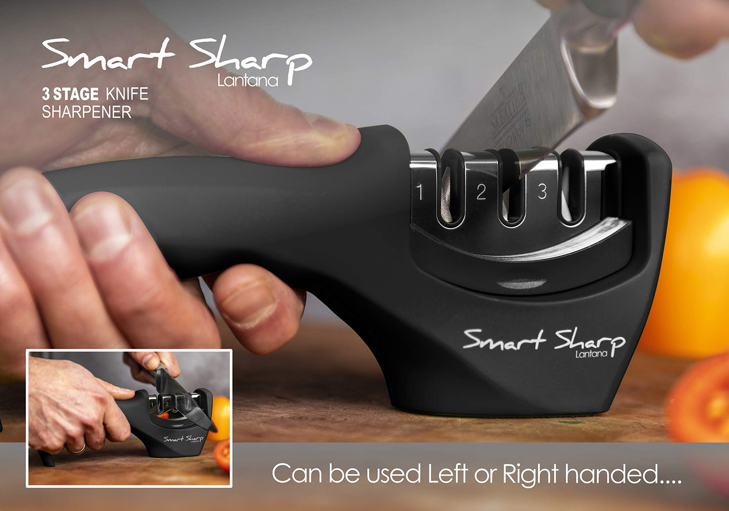 - Lantana Smart Sharp Knife Sharpener | Professional 3 Stage Manual Sharpener For Sharpening Kitchen Knives -