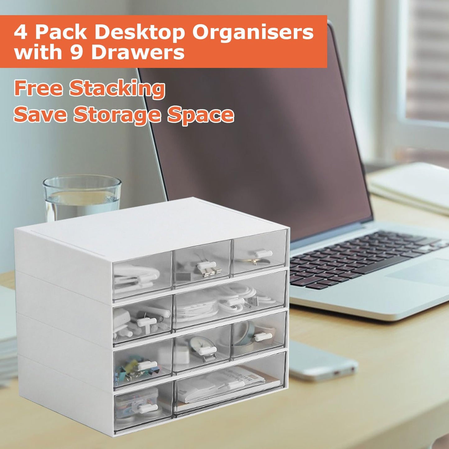 - SENENQU Plastic Desktop Storage Drawers | 9 Drawers Stackable Desk Storage -