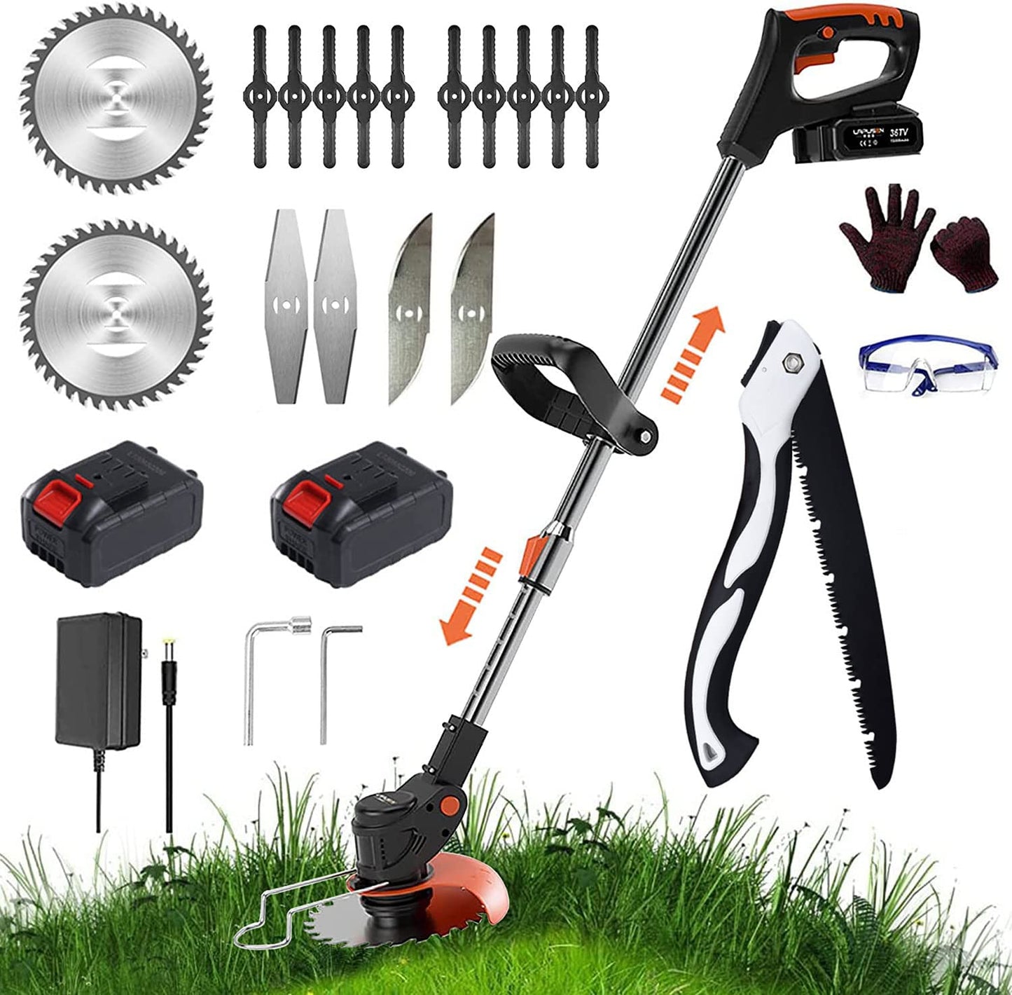 - Garden Strimmer Cordless Battery Grass Strimmer Electric Strimmer | 2Ah Li-ion Battery and Charger | Lawn Edger Tool for Trimming Grass Weed | 24V -