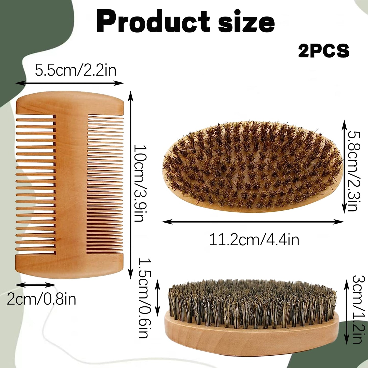 2PCS Portable Beard Brush Comb Set for Men Effectively removes Hidden Dirt Boar Bristle Beard Brush Keep Your Beard Neat for Beard Care Combing Beard Hair Removing Debris Massaging Face