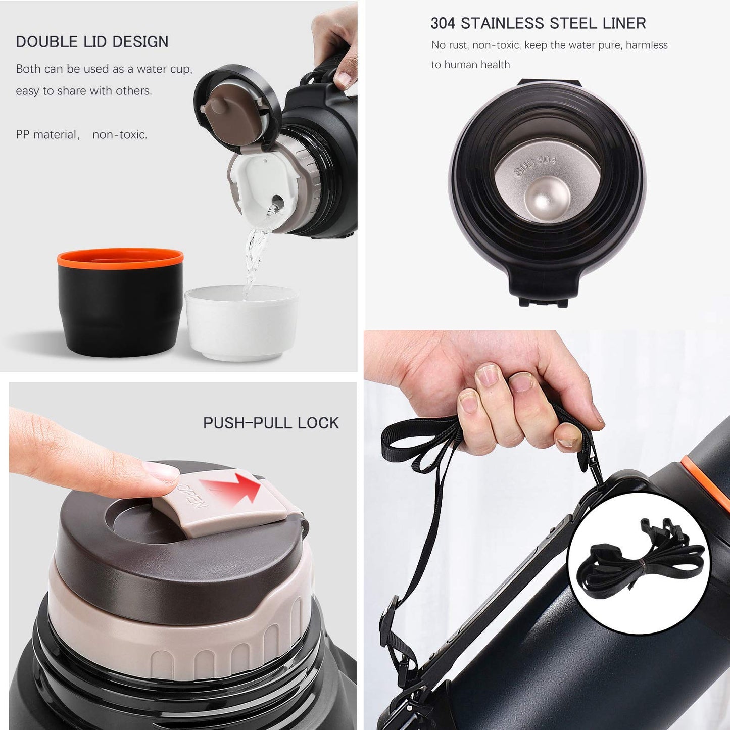 - LOKPESCO Large Coffee Flask | Hot and Cold Drinks | 2L/70oz -