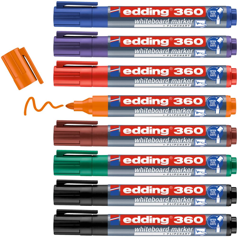 - Edding 360 whiteboard marker set | multi-coloured | 8 whiteboard pens -