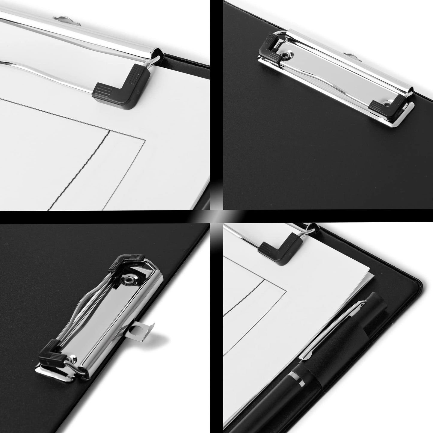 A4 Black Clipboard with Pen Loop and Retractable Hanging Clip - Pack 10