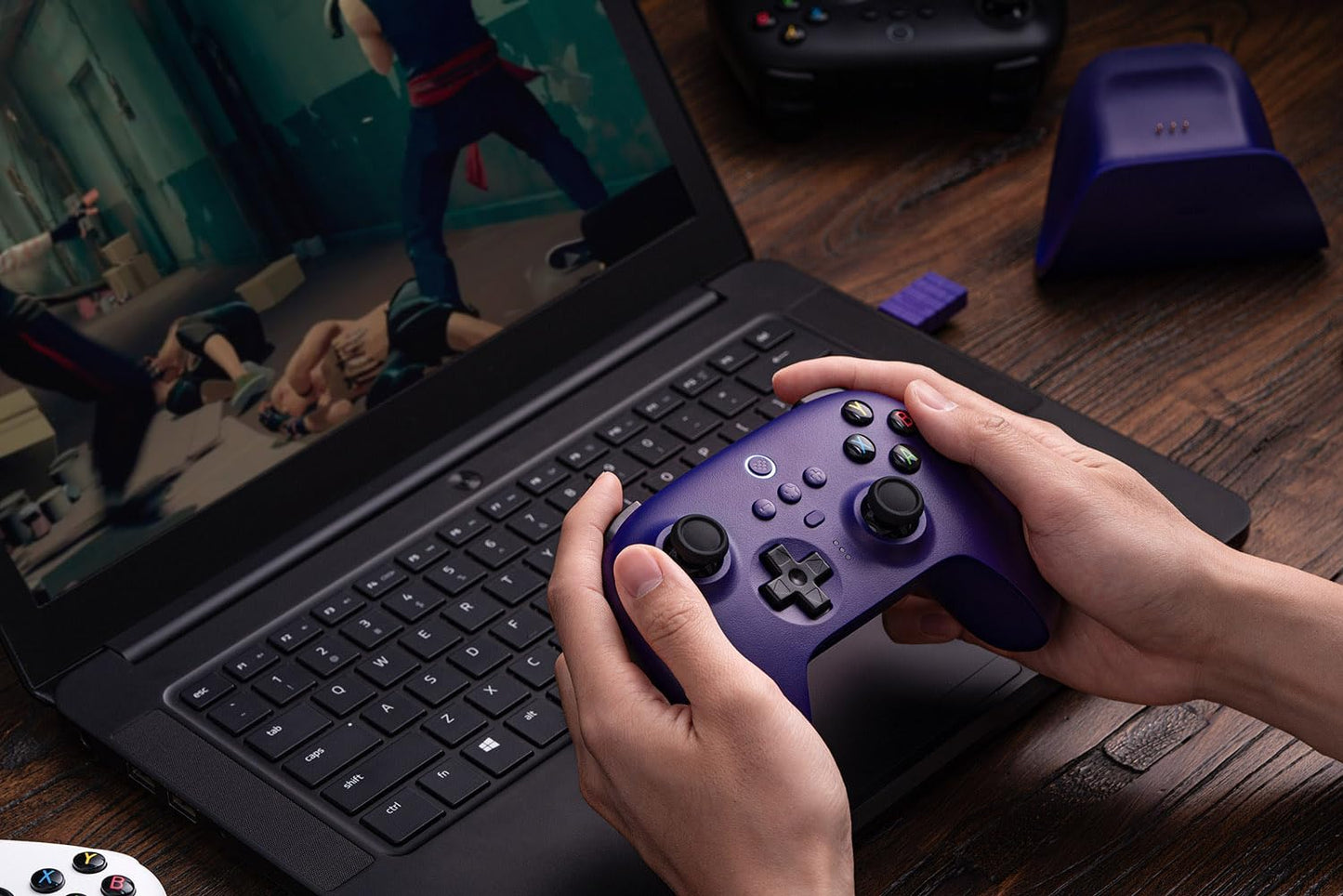 8Bitdo Ultimate 2.4G Wireless Controller, Hall Effect Joystick Update, Gaming Controller with Charging Dock for PC, Android, Steam Deck & Apple (Purple)