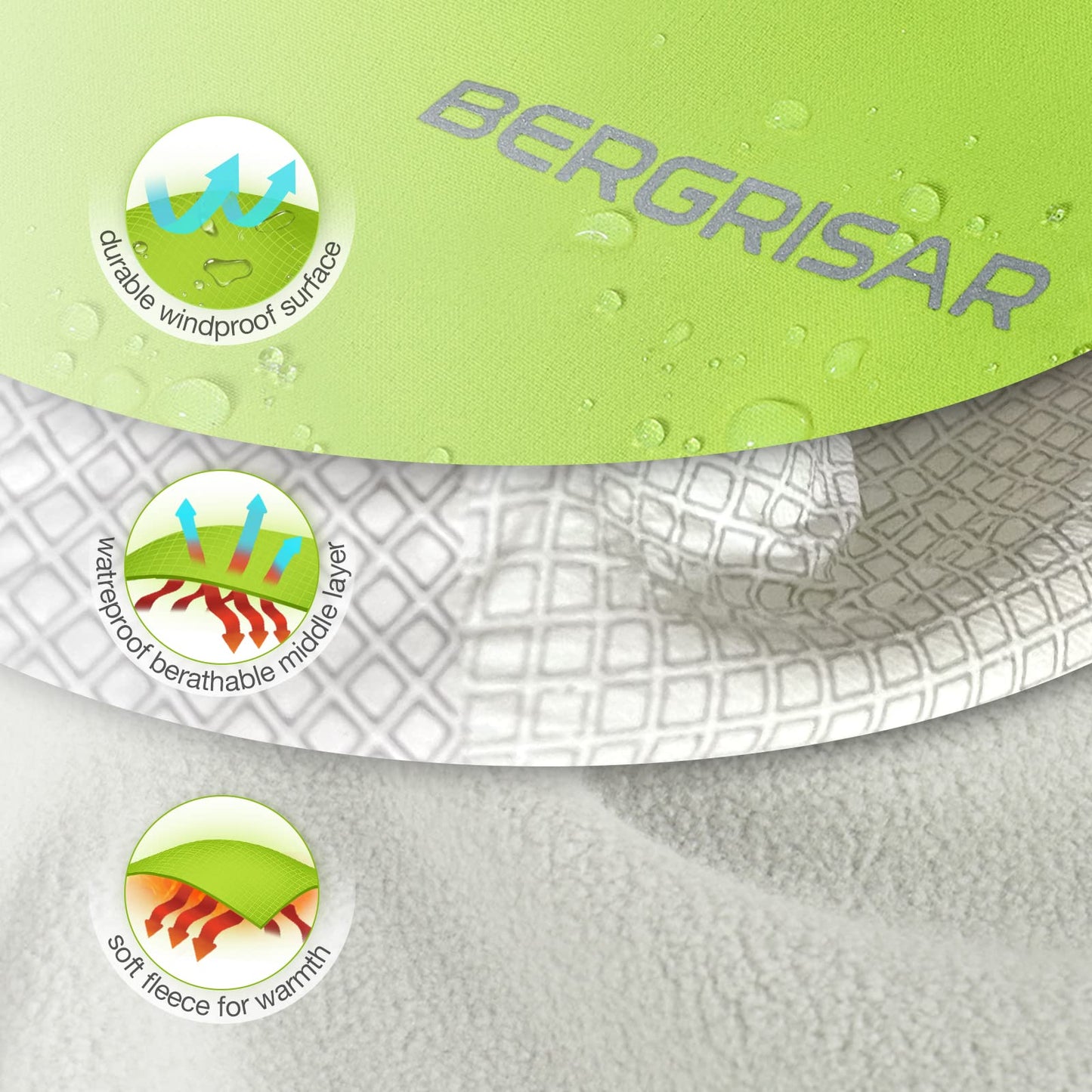 BERGRISAR Cycling Bike Jacket Mens Waterproof Thermal Windproof Cycle Running Hiking Jacket Softshell Fleece Coat BG011