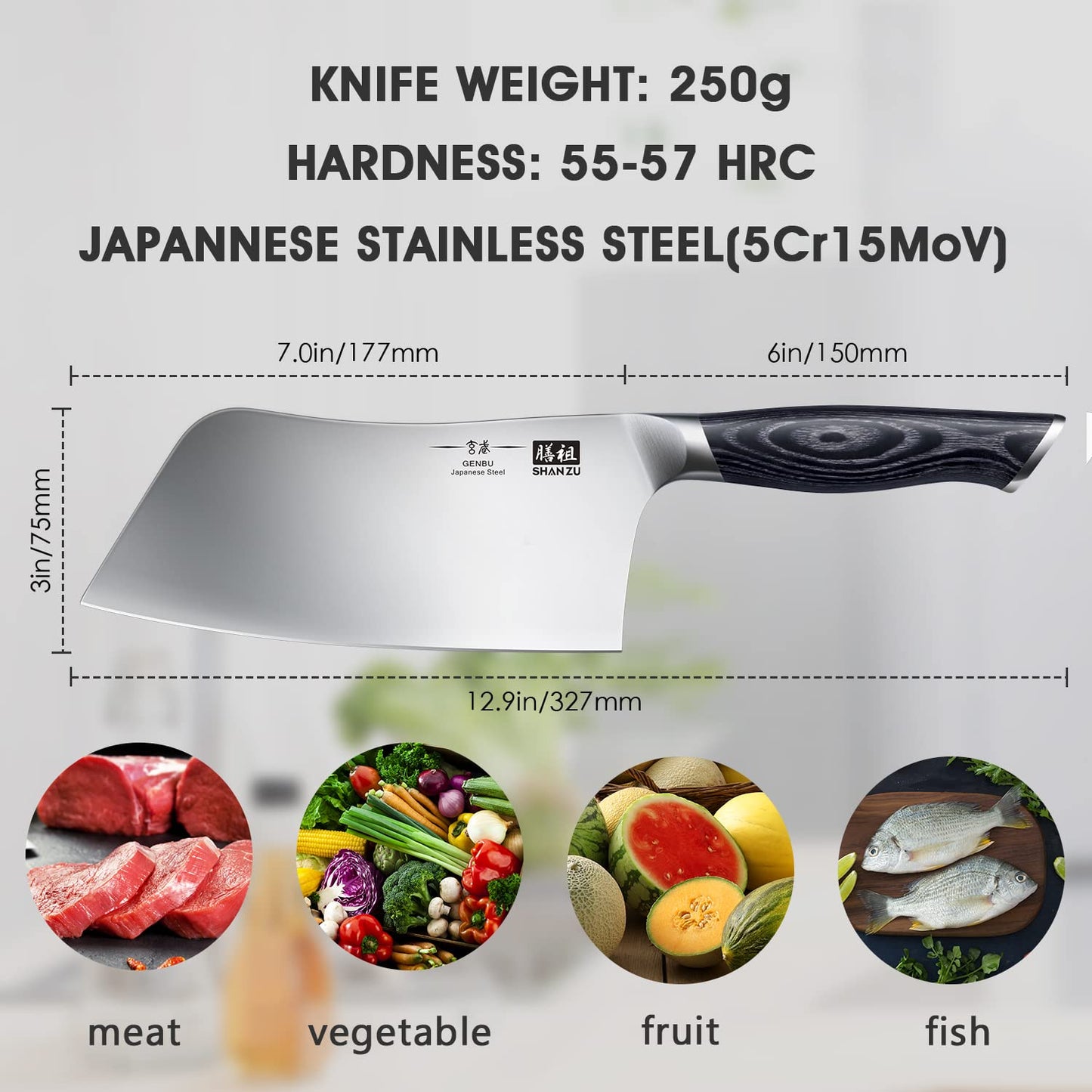 - SHAN ZU Chef Knife | 7 inch | Sharp Meat Cleaver Knife | Vegetable Chopper -