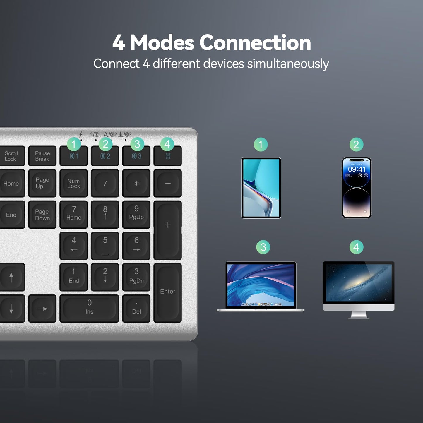 - TECKNET Wireless Keyboard | Rechargeable 2.4GHz | USB Bluetooth Keyboard -