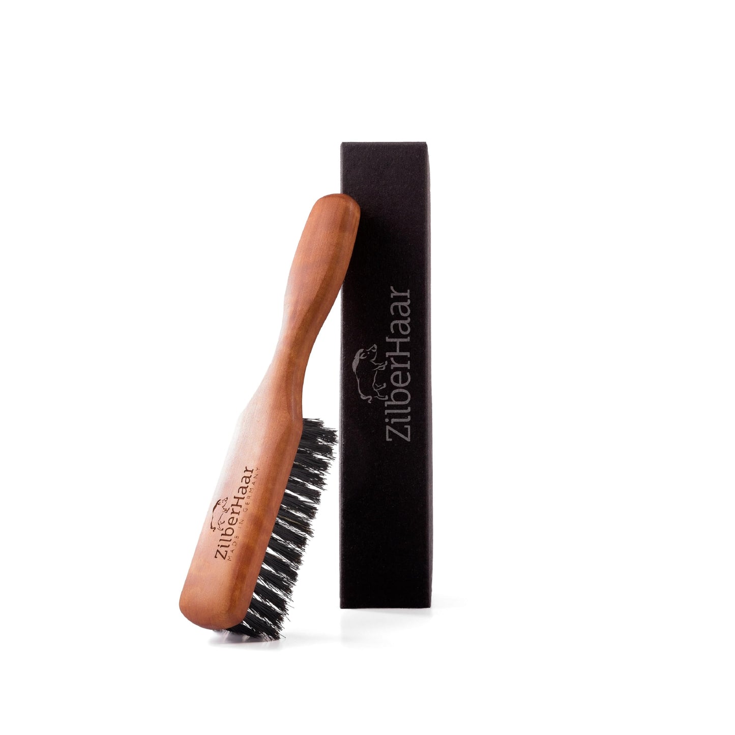 Beard Brush by ZilberHaar - Stiff Beard Brush for Men, Boar Bristle Hair Brush - Straightens & Promotes Beard Growth, Works with Natural Beard Oil & Beard Styling Balm to Soften Beard – 15cm long