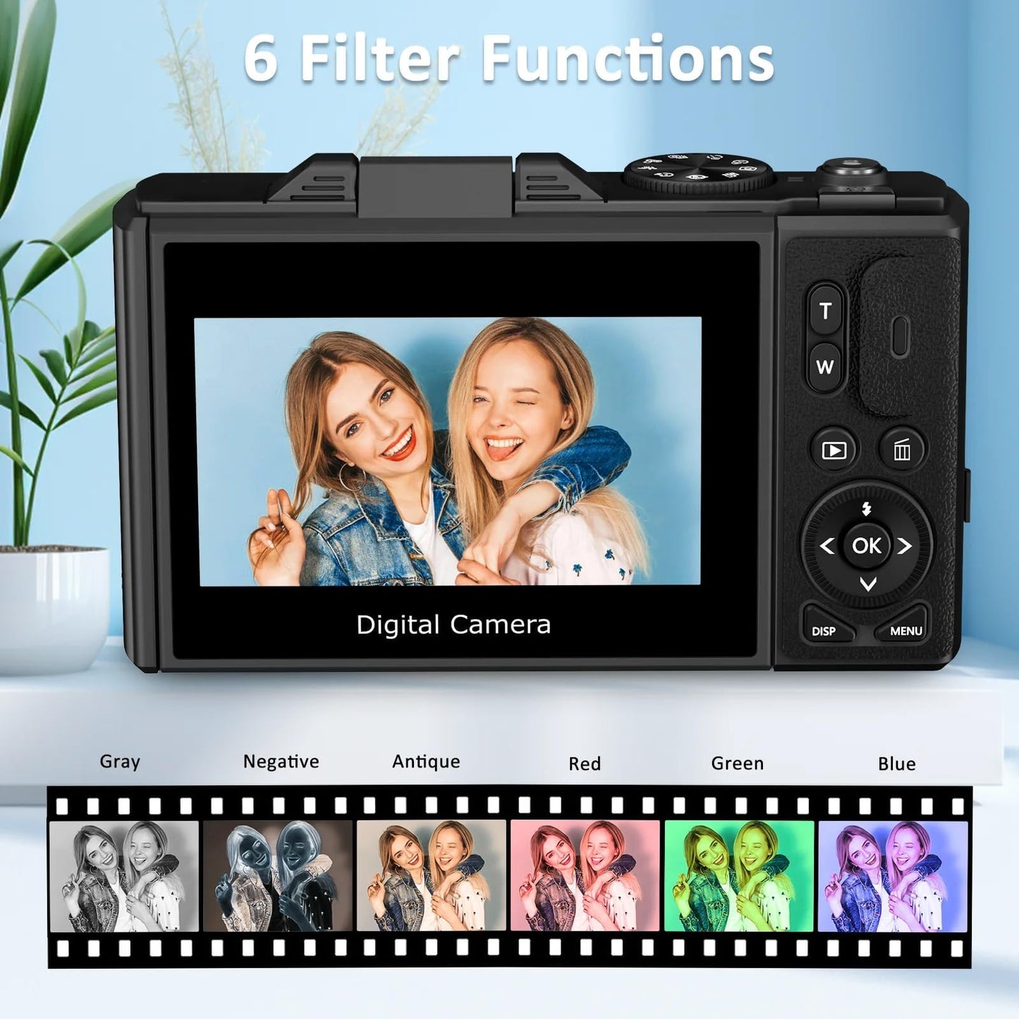 4K Compact Digital Camera for Photography: 16X Zoom Vlogging Camera for YouTube with 3'' 180° Flip Screen 32GB TF Card - 64MP Digital Point and Shoot Camera for Beginner