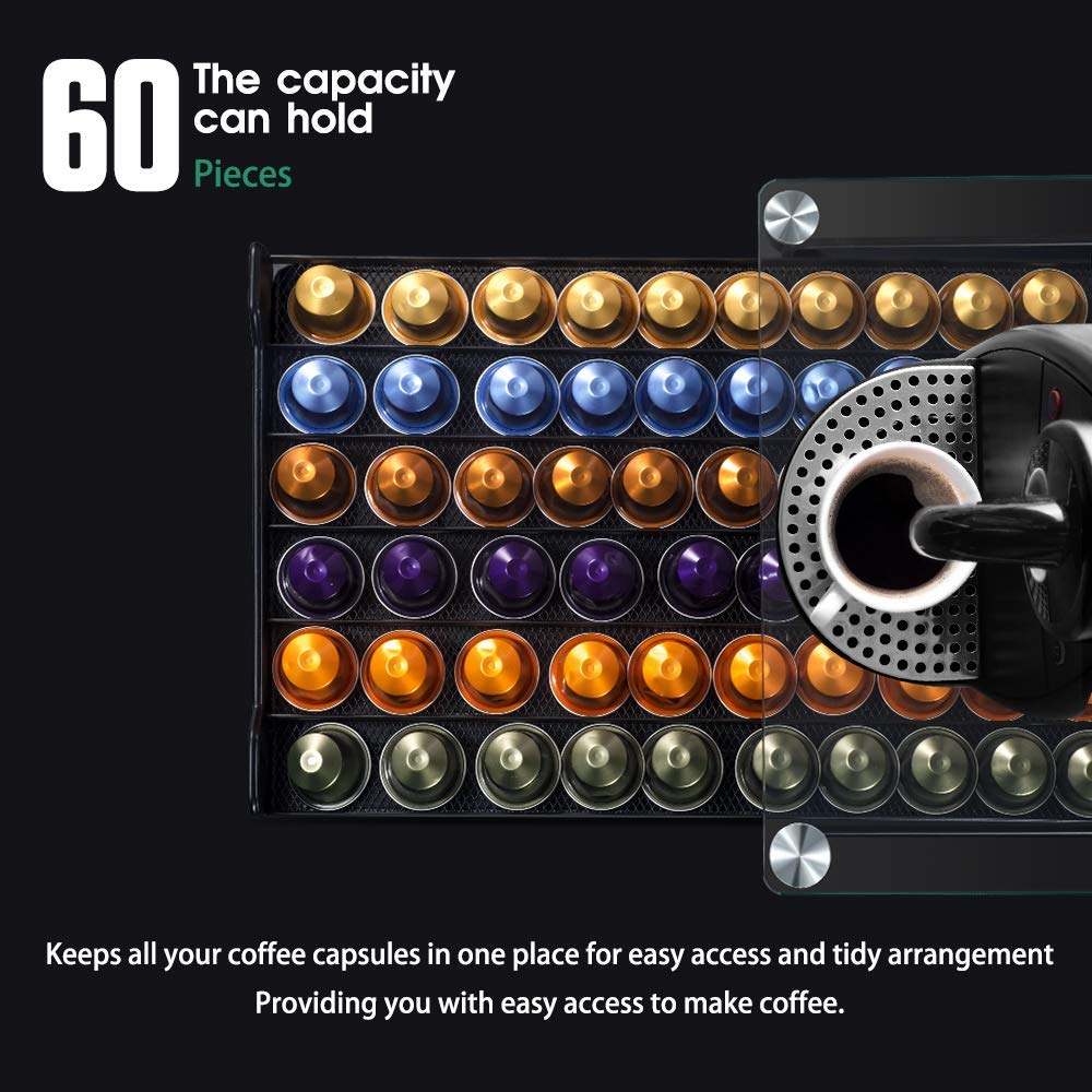 - Masthome Coffee Pods Storage | 60 Capsule Drawer & Machine Stand -