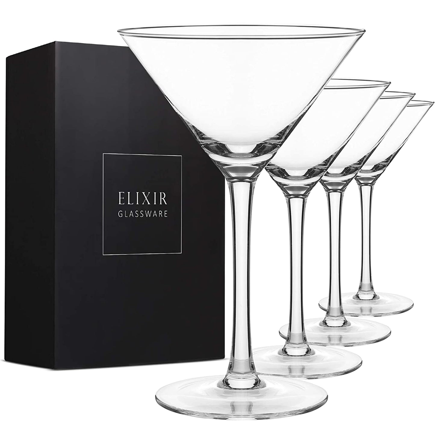- ELIXIR GLASSWARE Martini Glasses Set of 4 | Hand Blown Crystal Martini Glasses -