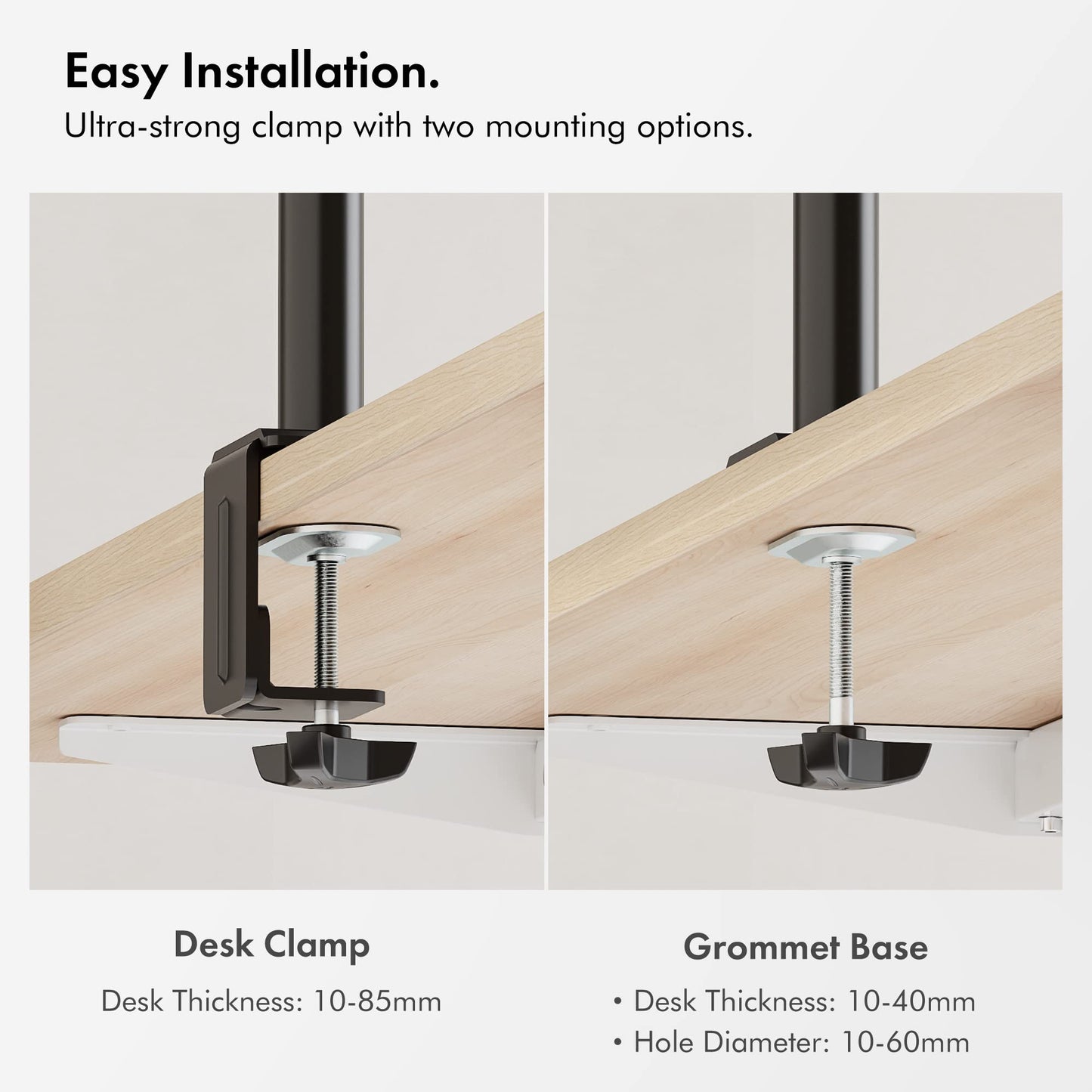 - VonHaus Dual Monitor Stand for 13-32" Screens, Twin Monitor Mount with Desk Clamp