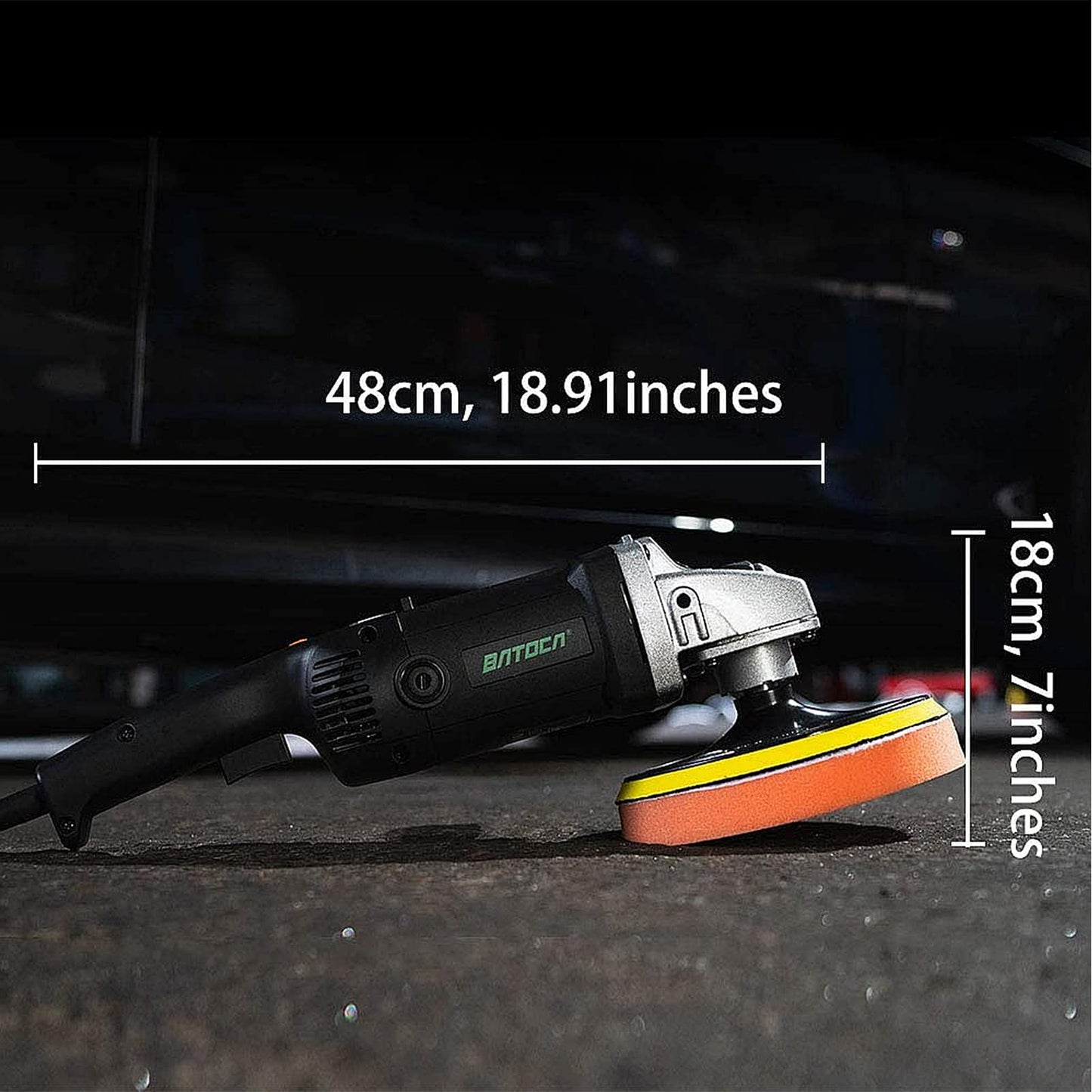 BATOCA Car Polisher Buffer Sander Rotary Polishing Machine 1200W 5-Inch & 7-Inch Buffing Polish Pad Kit Variable 6 Speeds 600-3000 RPM for Car Boat Floor Clean Polishing