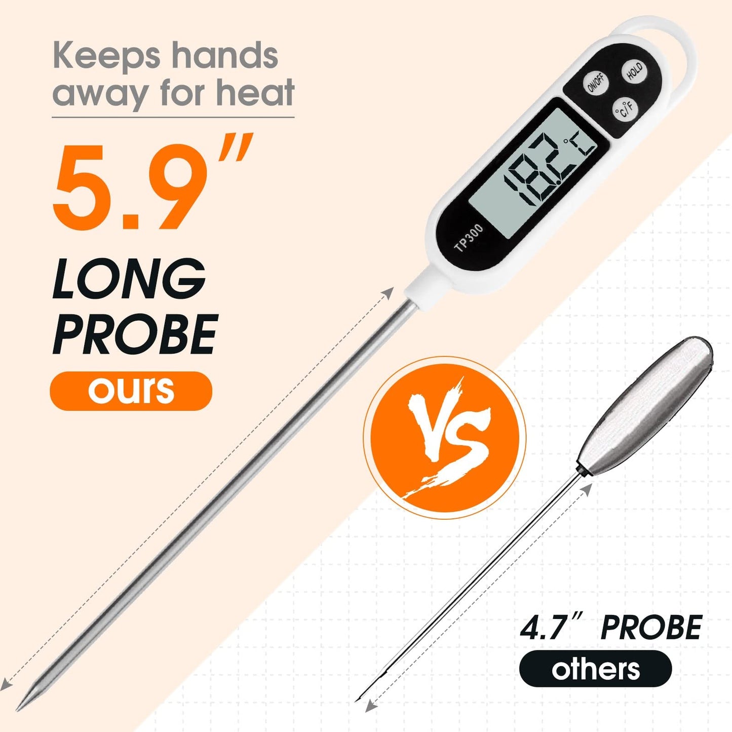 - Digital kitchen Thermometer Cooking food | Accurate Thermometer with long Probe -
