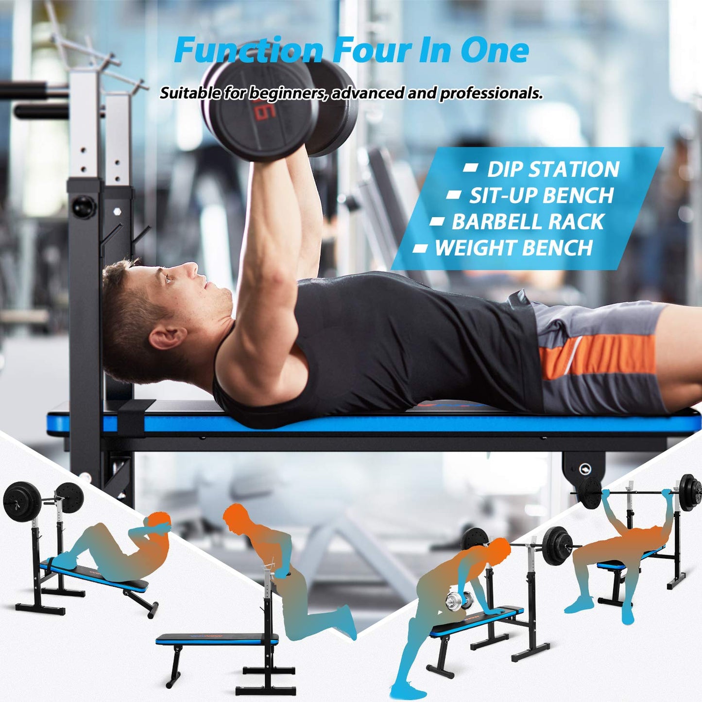 - WINNOW Adjustable Weight Lifting Bench with Dip Station