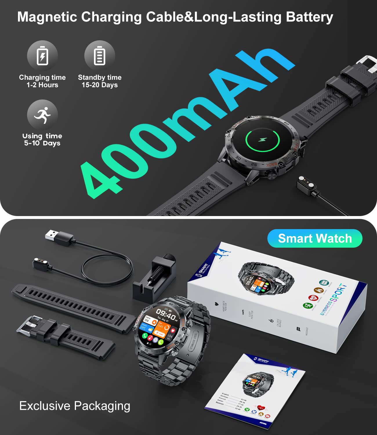 - Military Smart Watch for Men 2023 | Bluetooth Voice Call Compatible Android iOS Phone -