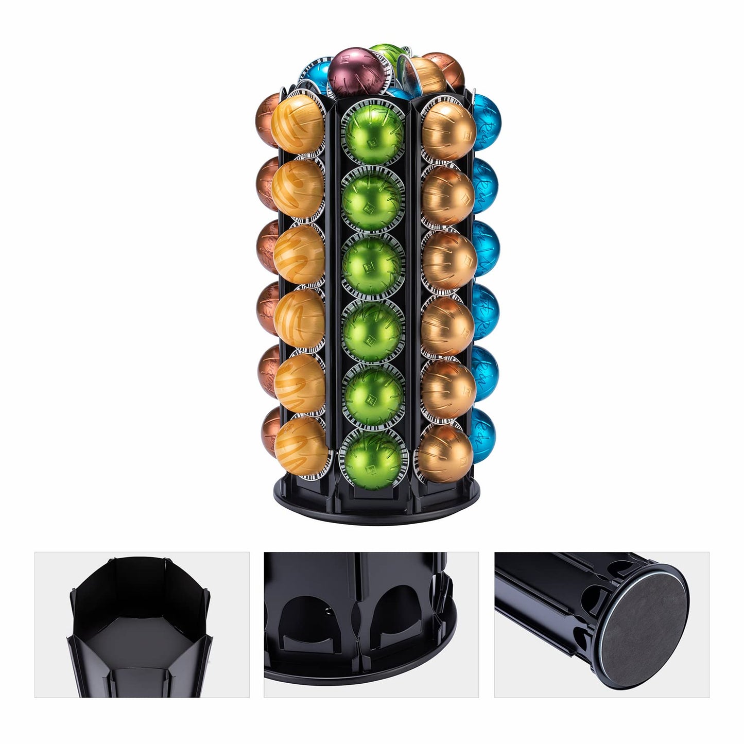 - Rice Rat | Nespresso Pods Holder With Central Additional Pods Storage | Carousel-60+ Pods -