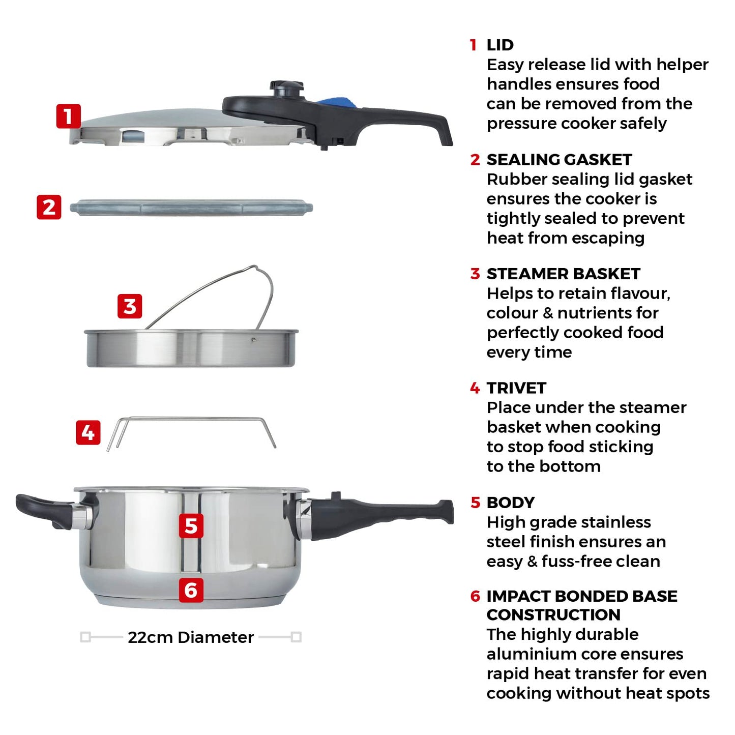 - Tower T920004S4L Express Pressure Cooker | Bakelite Handle | Secure Locking Lid -