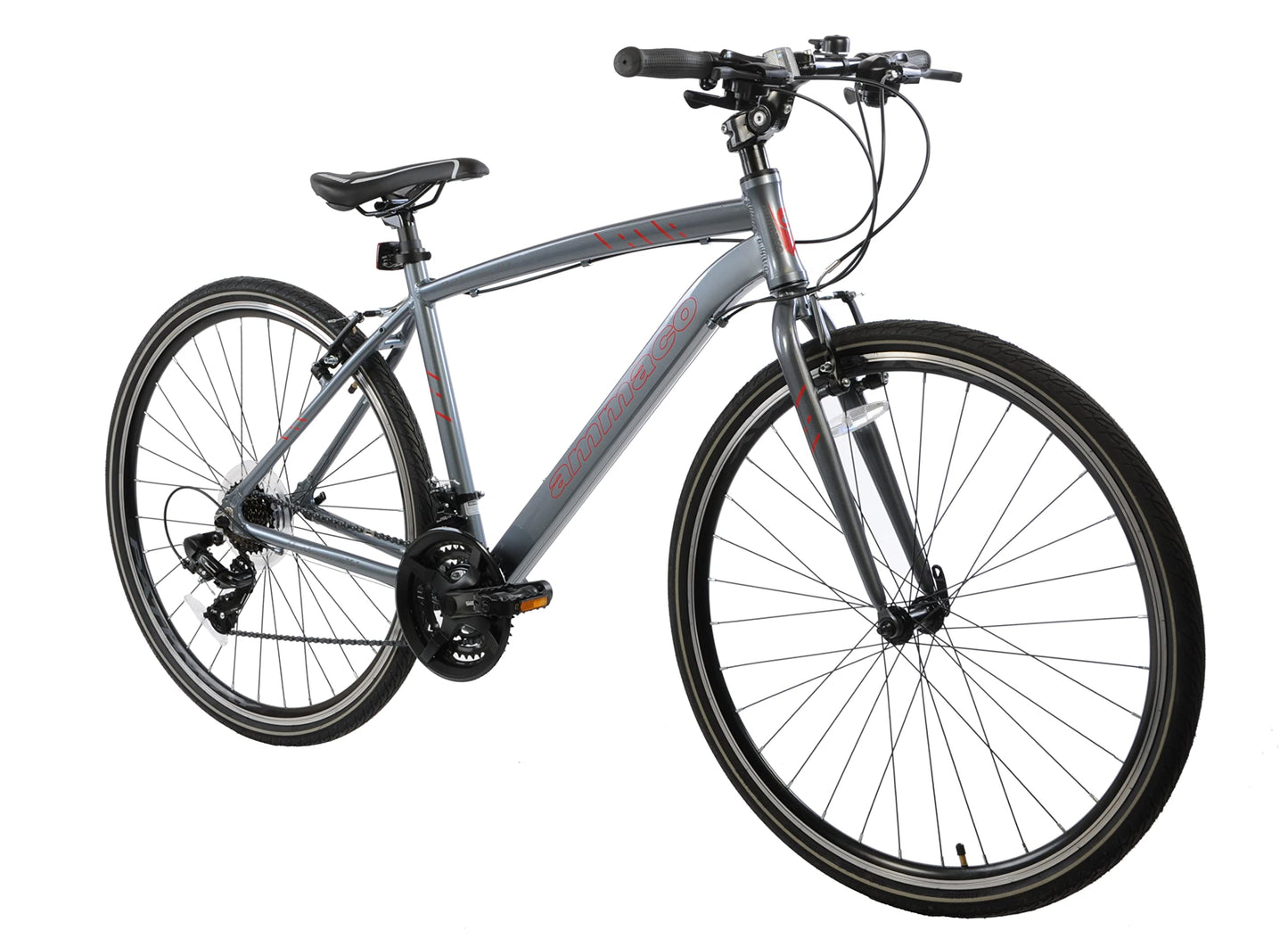 Ammaco Pathway X1 700c Hybrid Trekking Sports Commuter Urban Mens Bike 17" Frame Lightweight Grey 21 Speed