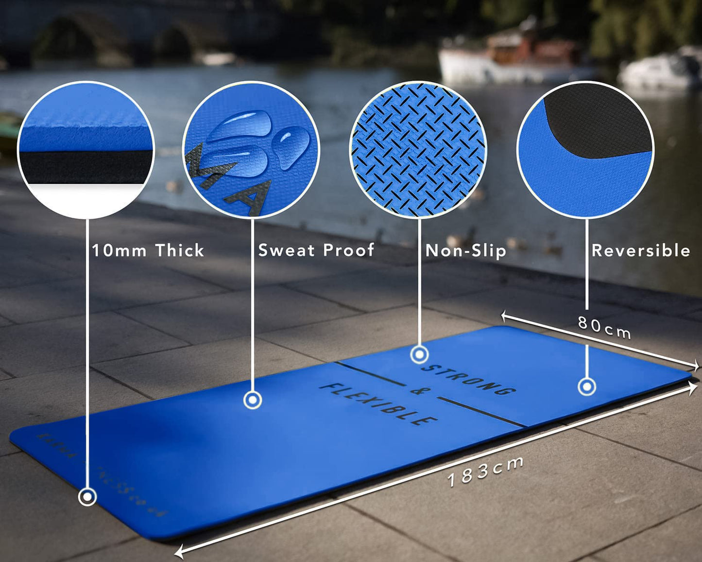 - Large Exercise Mat | Extra Wide & Extra Thick Yoga Mat (183cm x 80cm x 10mm) -