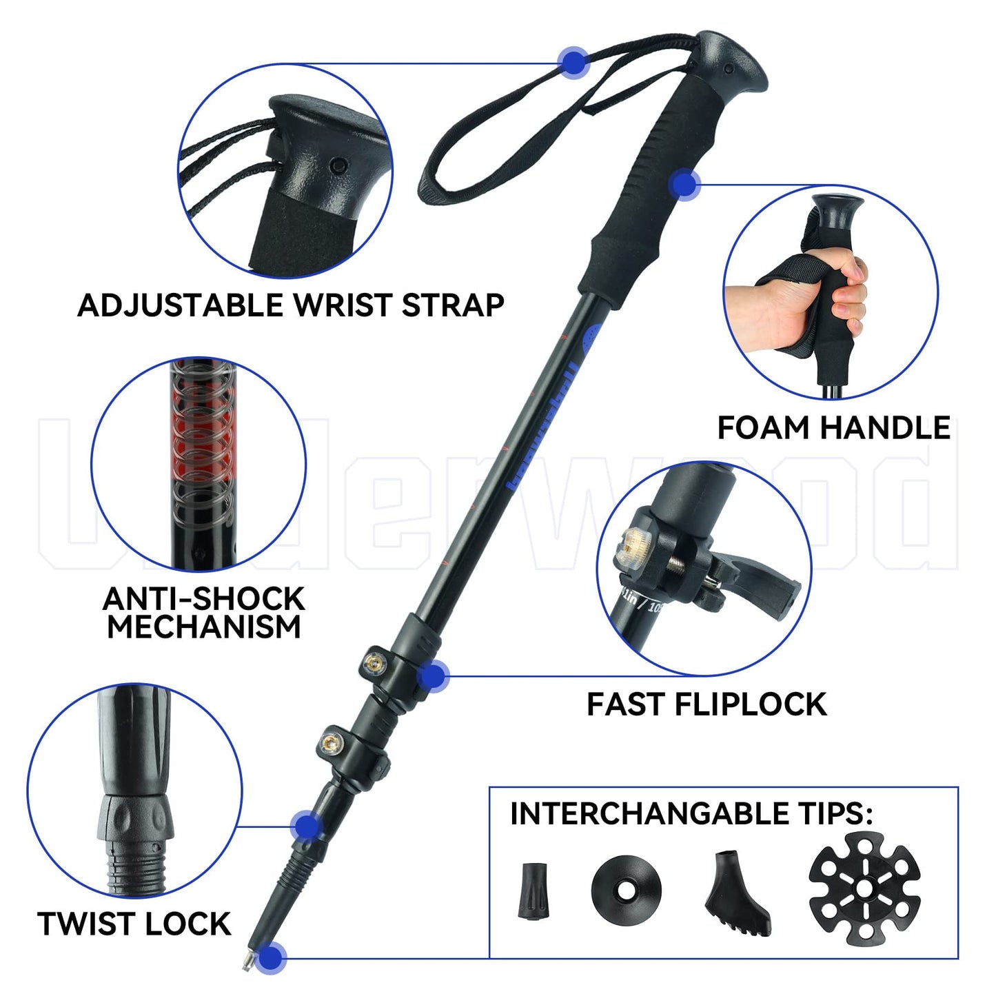 - Underwood-Aggregator Walking Poles | Pack Collapsible Hiking Poles |for Women and Men -