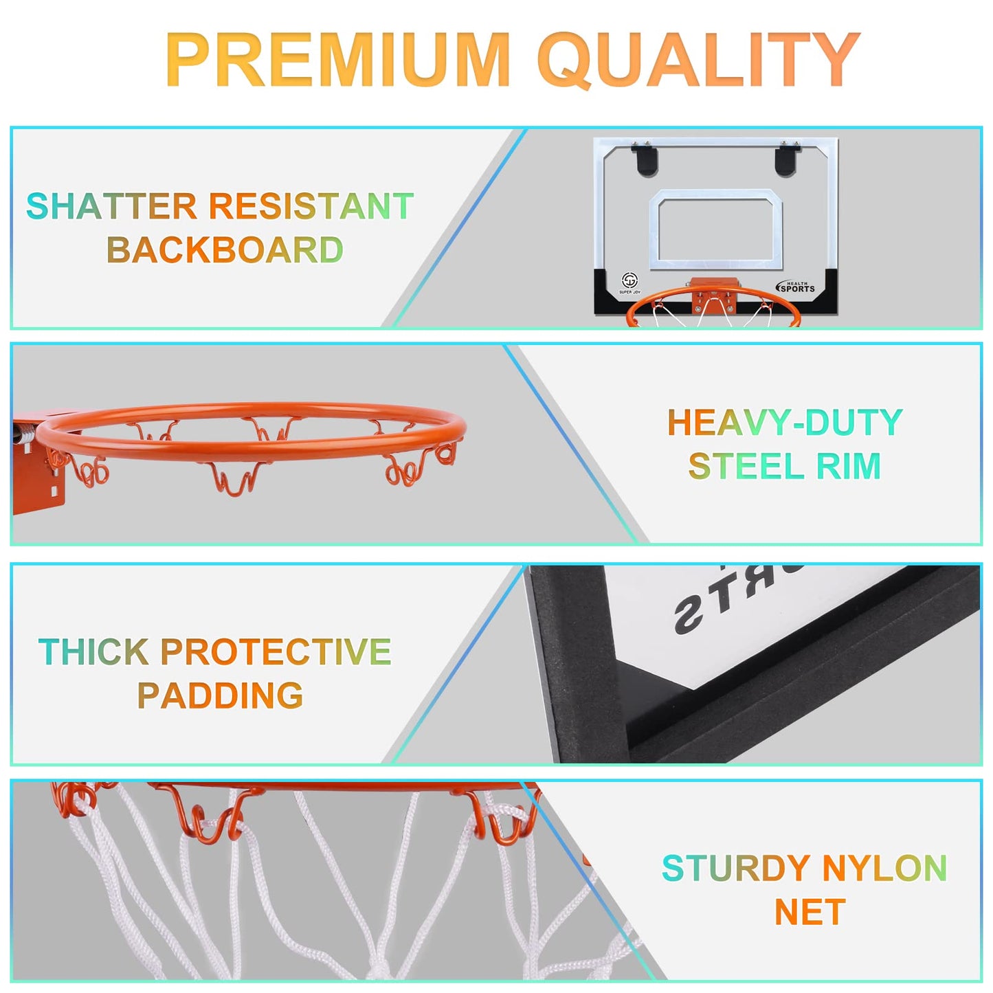 - SUPER JOY | Mini Basketball Hoop Indoor | Kids Wall Mounted Basketball Hoop -