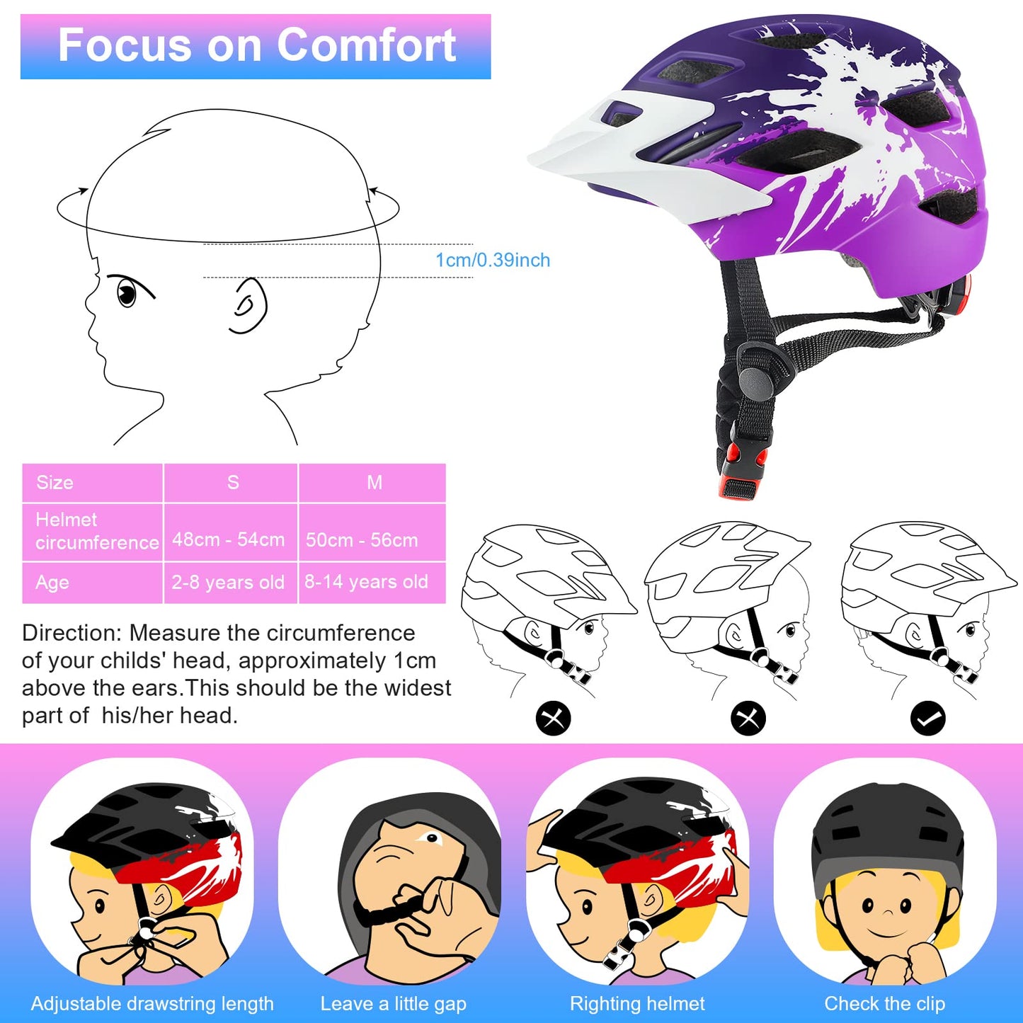- RaMokey Kids Helmet | Kids Bike Helmet for Boys Girls Age 3-15 | Light Weight Cycling Helmet -