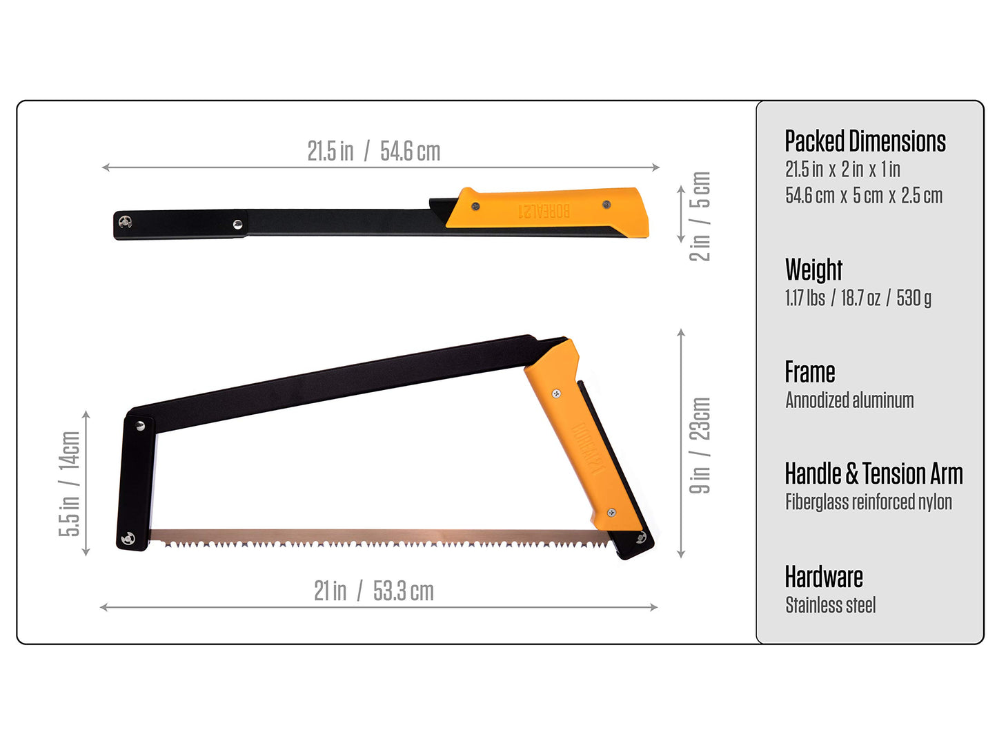 Agawa Canyon BOREAL21-21 Inch Folding Bow Saw (Yellow)
