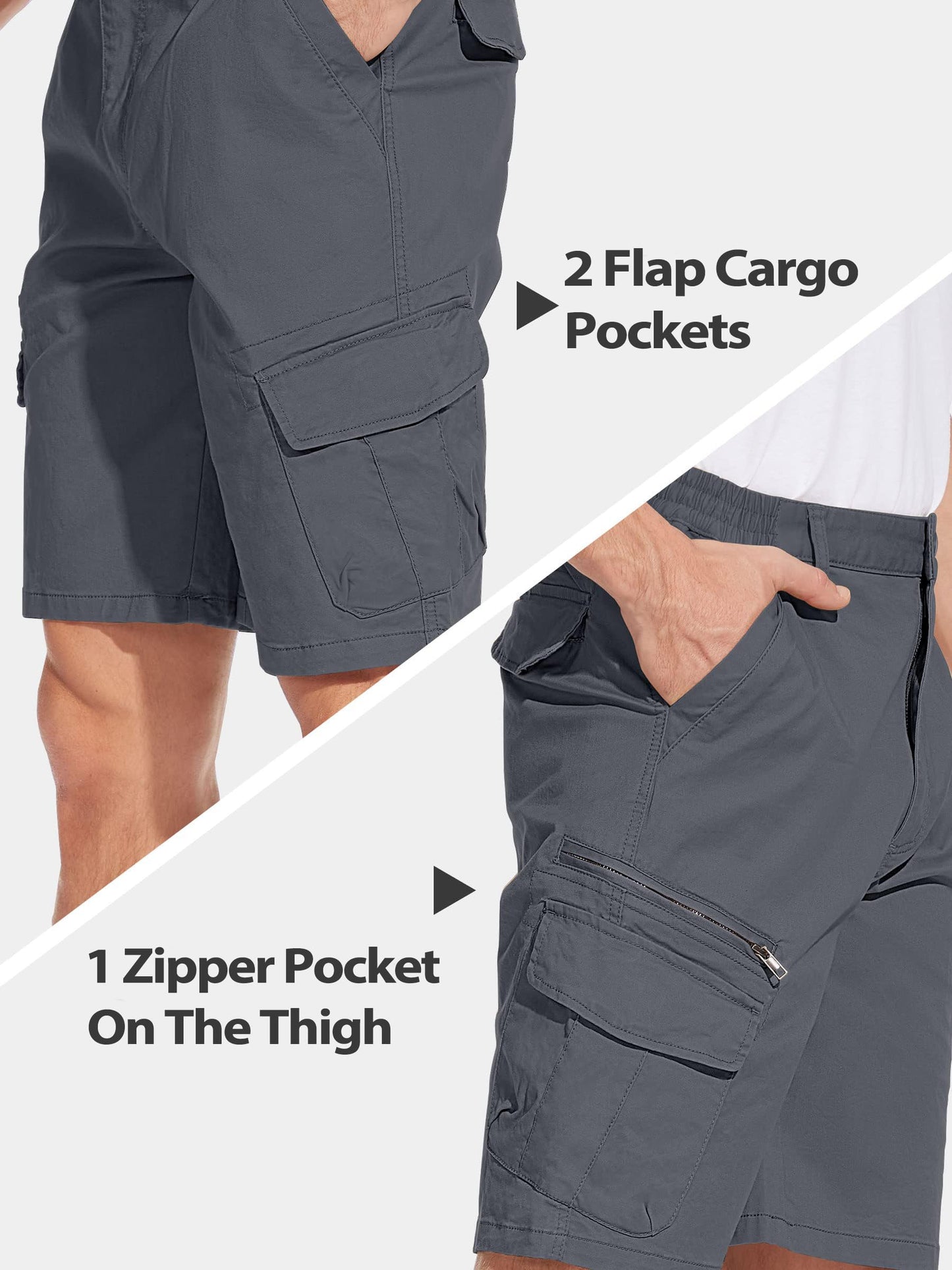 - TACVASEN Shorts | Elasticated Waist | Summer Breathable Cargo Shorts -