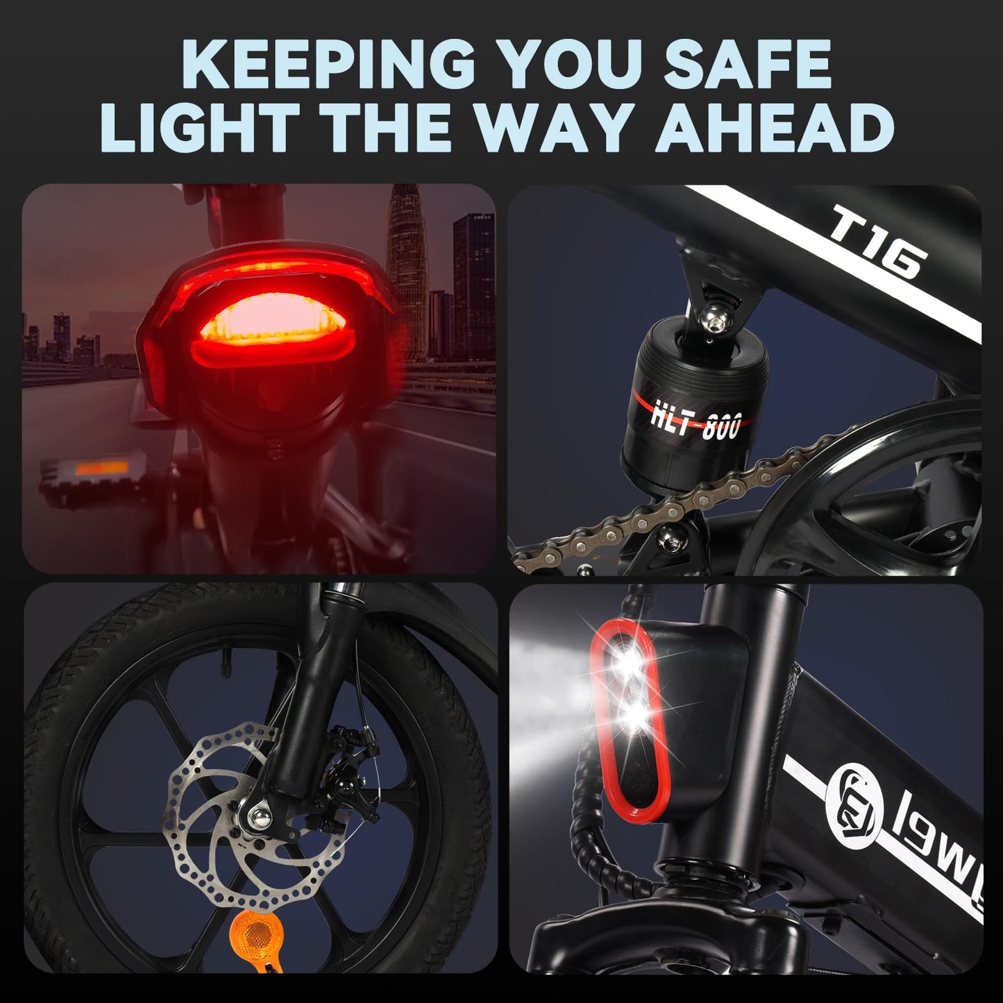 Bodywel T16 Folding Electric Bike, 16" Portable E-bike with 36V/10.4Ah Battery, 250W Motor, Dual Disc Brakes, LED Display, Front Suspension, City Commuter Electric Bicycle for Adults