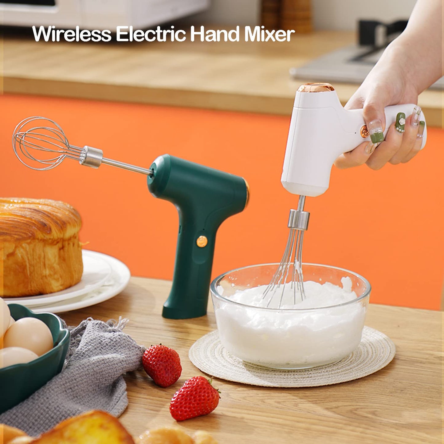- FIOUSY Electric Hand Whisk | USB Rechargeable | Wireless Portable Egg Beater -