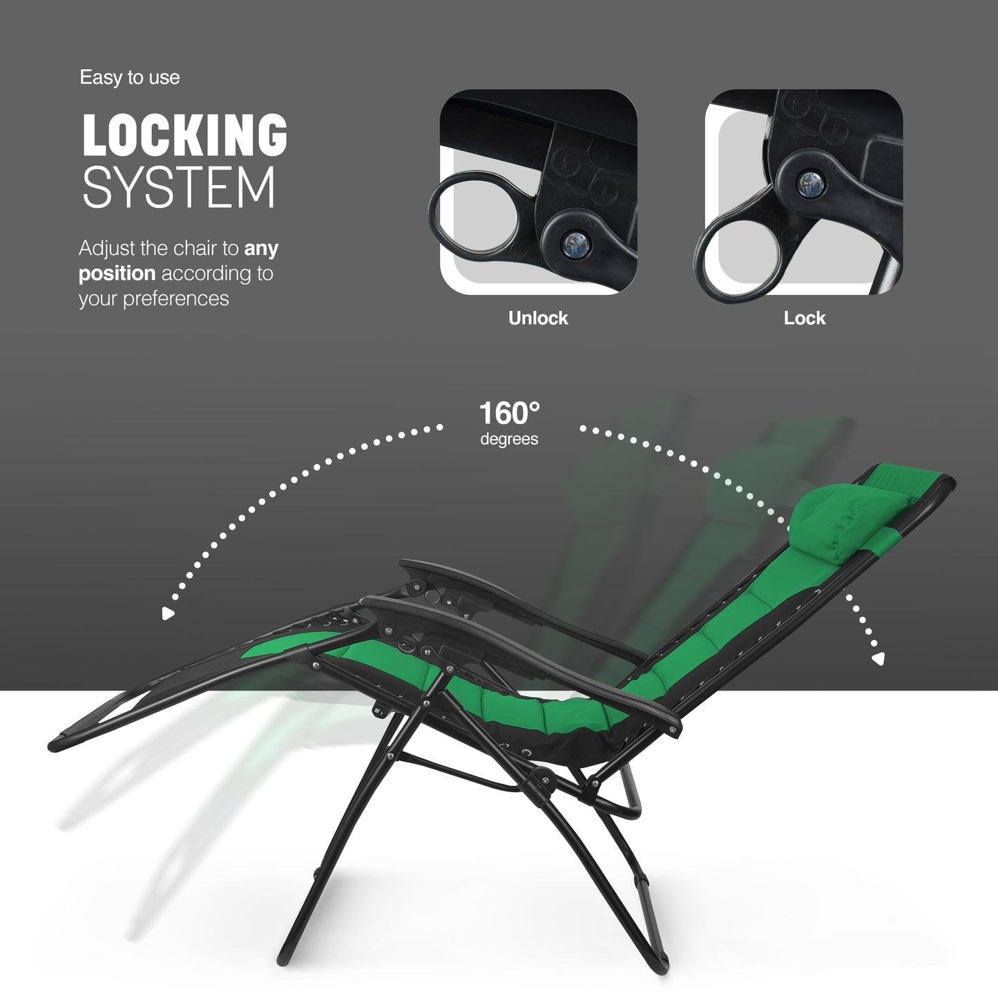 - KEPLIN Set of 2 XXL Premium Heavy Duty Textoline Zero Gravity Chairs | Luxurious Garden Recliners | Adjustable Headrest -