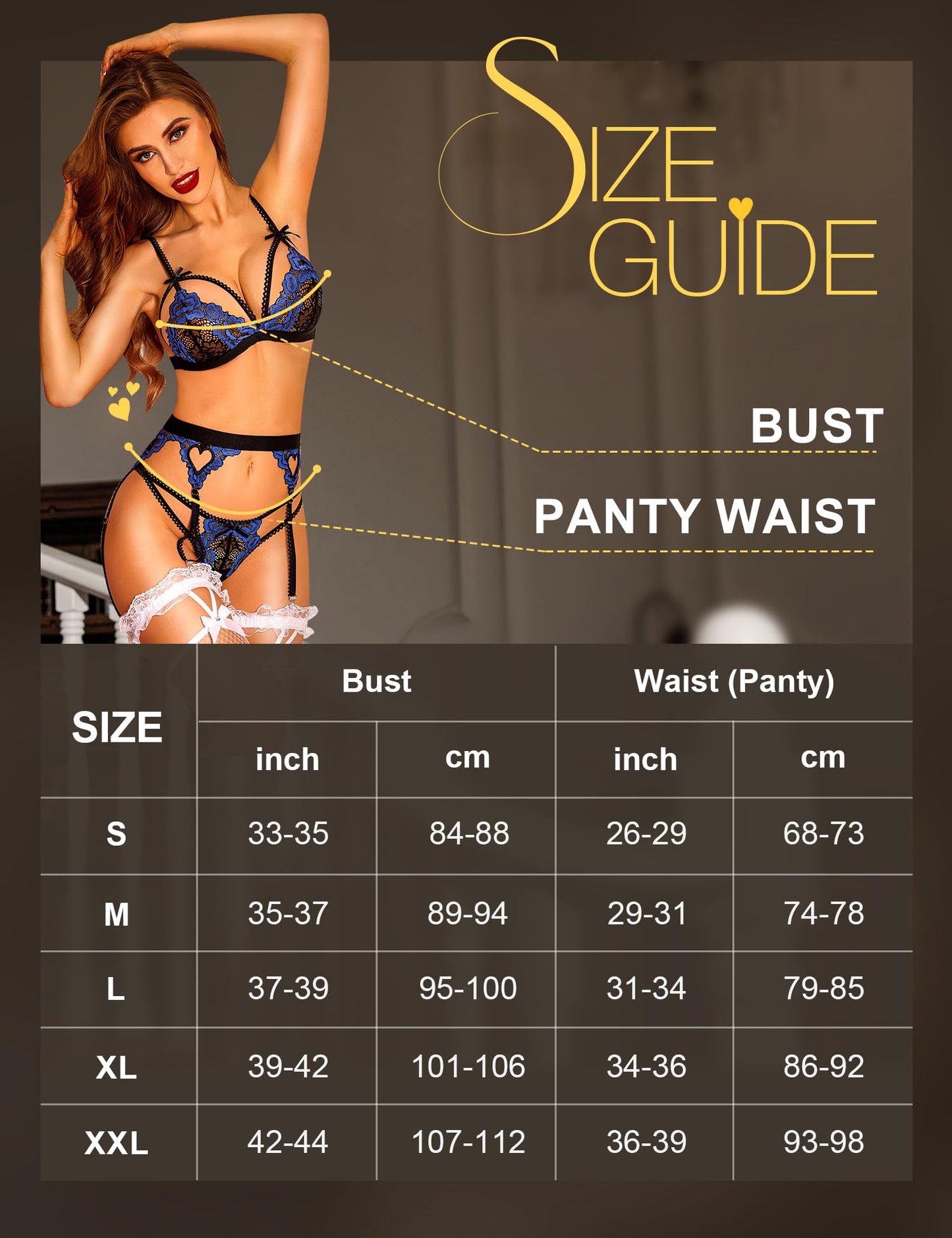 - RSLOVE Women Sexy Lingerie Set | Lingerie Sets for Women | Black & Blue | S -