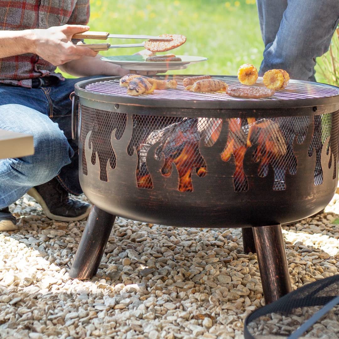 - La Hacienda Wildfire XL Steel Firepit | BBQ Grill | Bronze Effect -