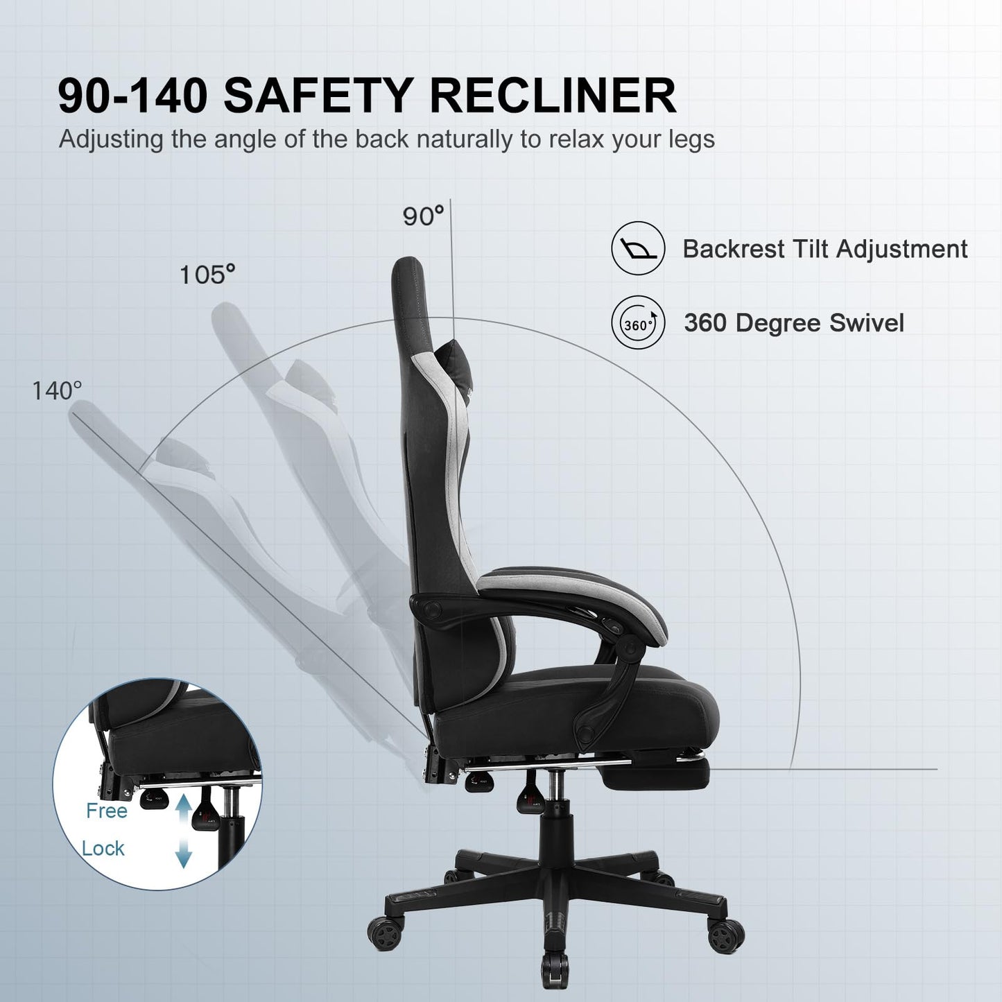 - GTPLAYER Fabric Gaming Chair | Computer Desk Chair  | Lumbar Support Heavy Duty -