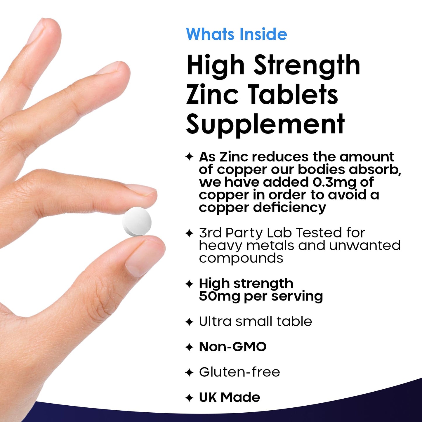 - Zinc 50mg High Strength - Zinc Tablets with Copper