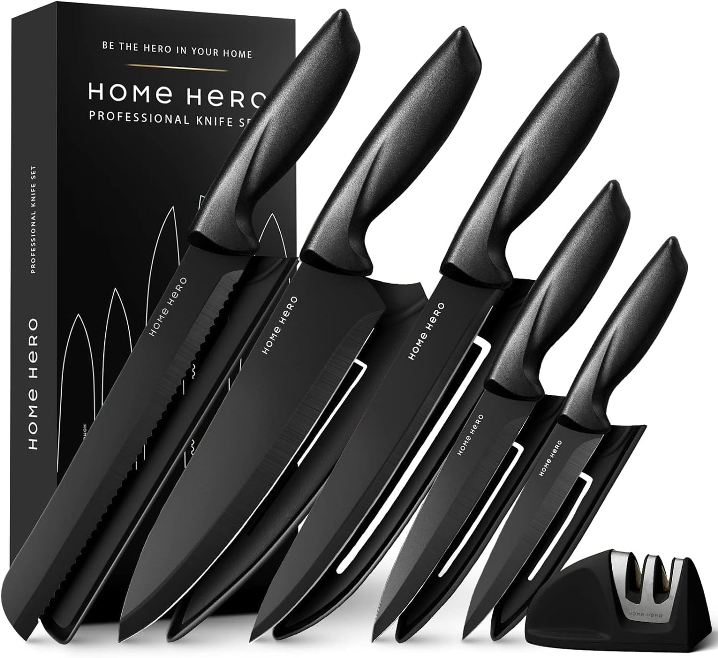 - Home Hero Ultra-Sharp Stainless Steel Kitchen Knife Set - Chef Knives Set -