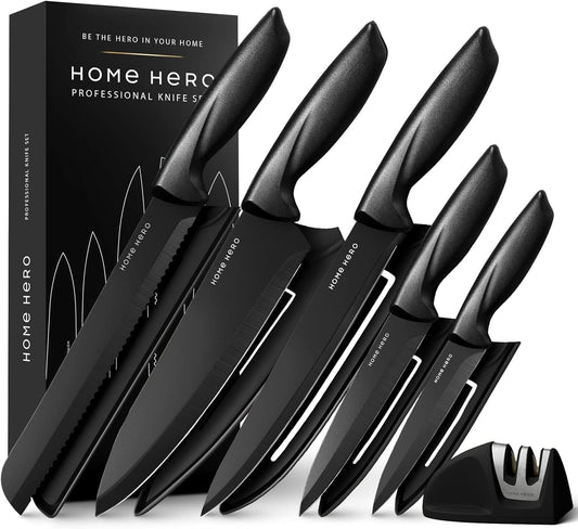 - Home Hero Ultra-Sharp Stainless Steel Kitchen Knife Set - Chef Knives Set -
