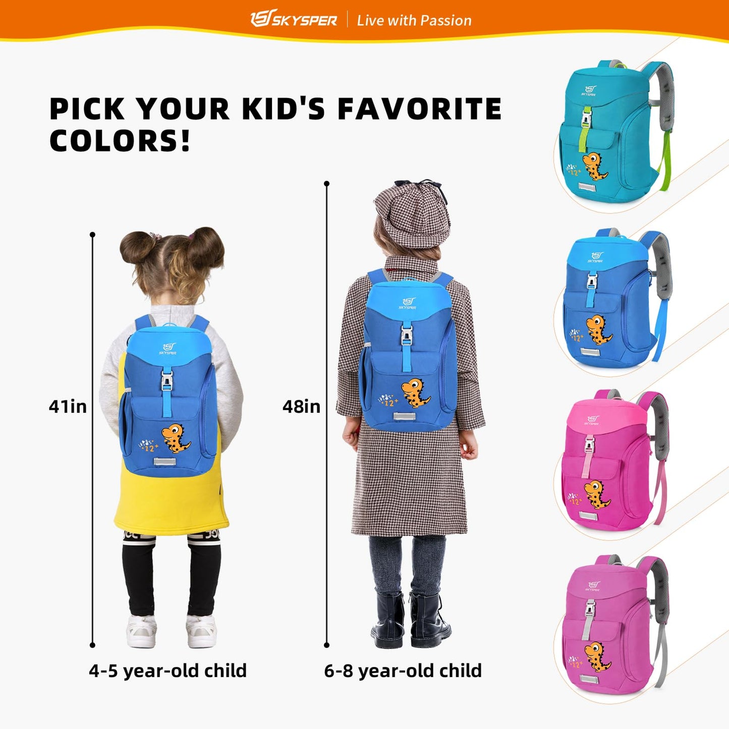 - SKYSPER Kids Backpack | Boys Girls | Lightweight Dinosaur Daypack | 12L -